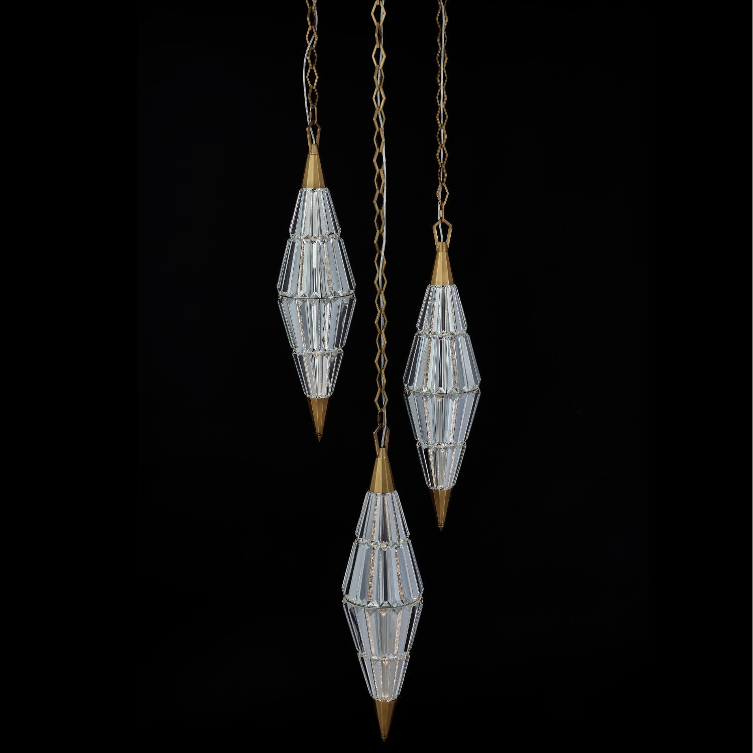 Allungato 3 Light True Brass Multi-Pendant
