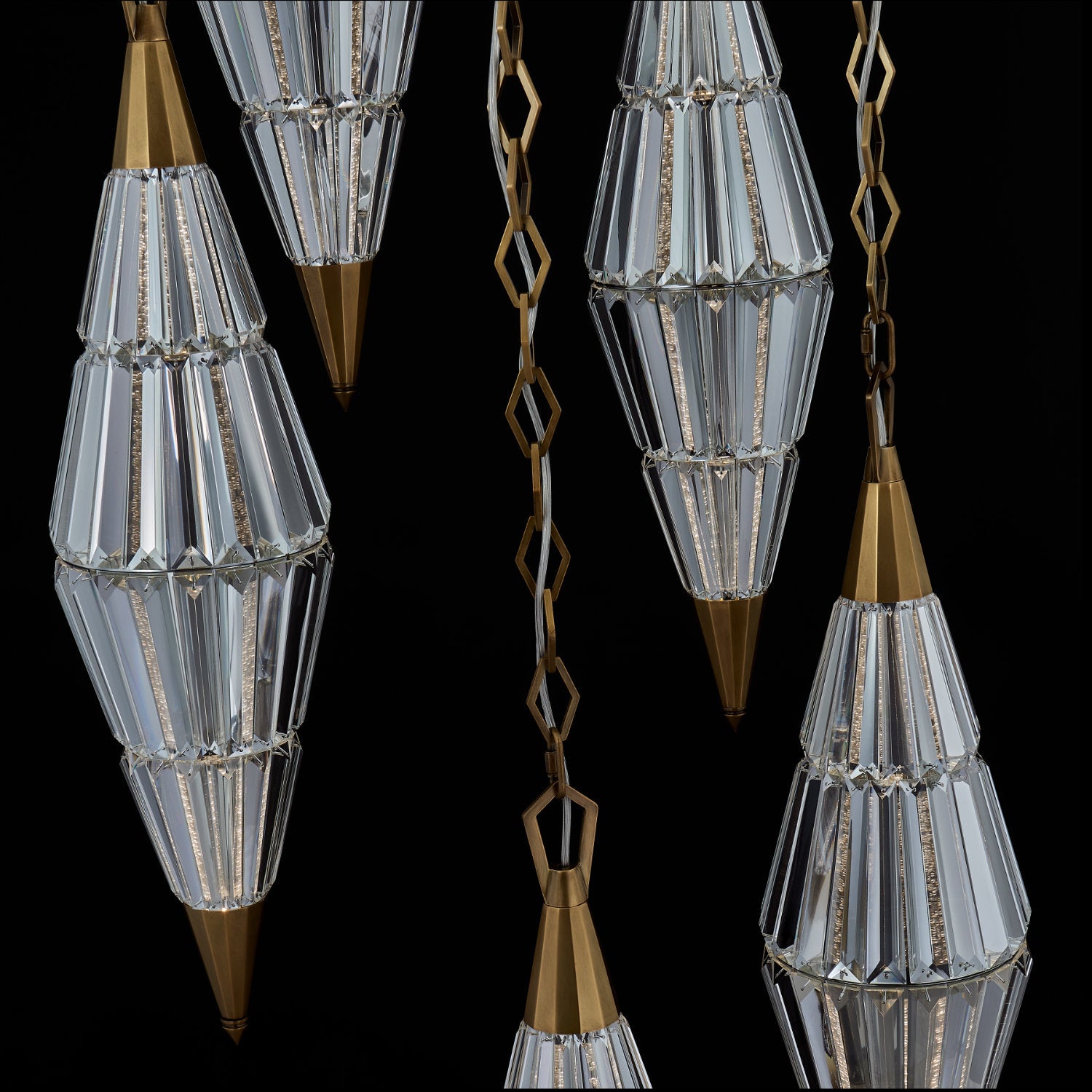 Allungato 5 Light True Brass Multi-Pendant