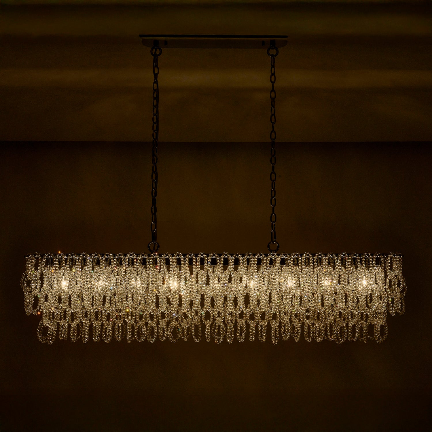 Loops 9 Light Chrome Linear Pendant