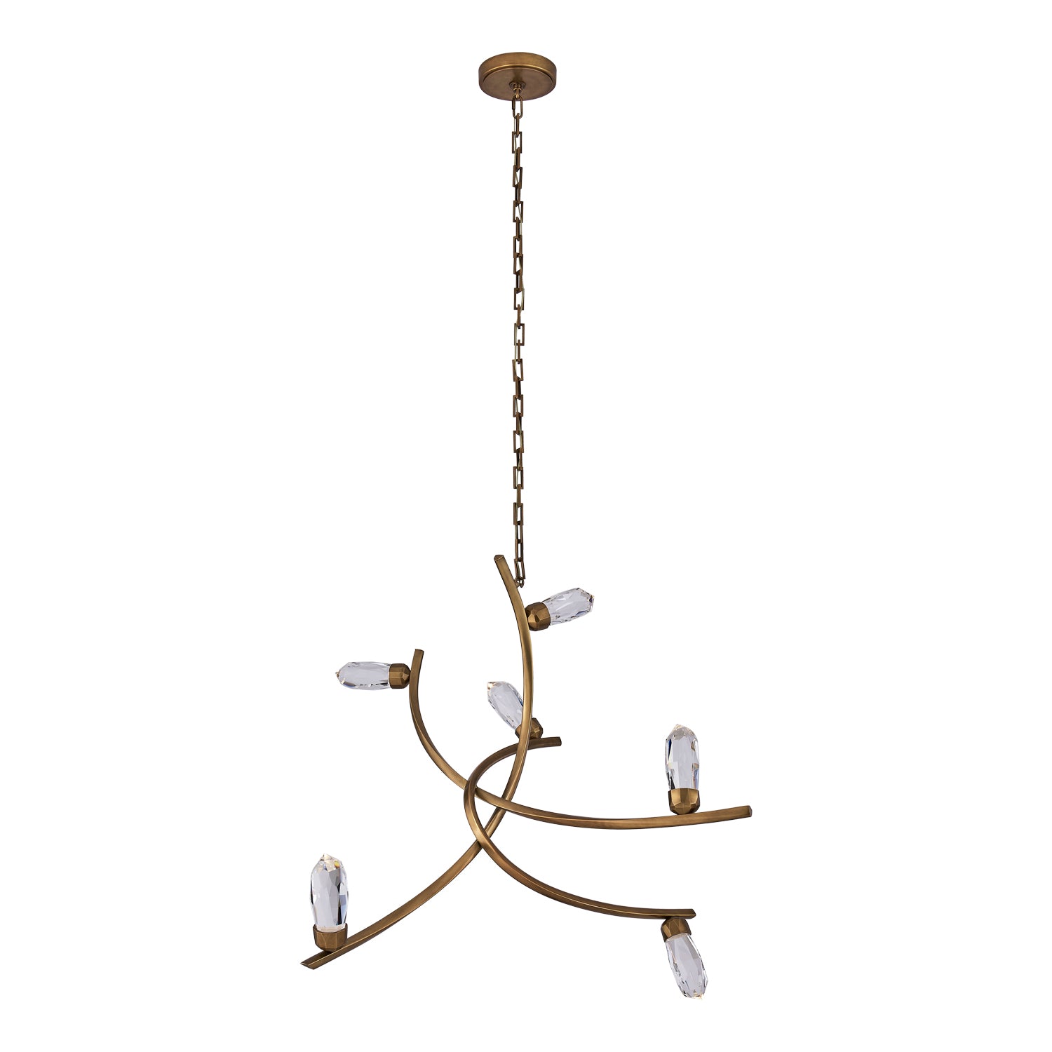 36'' Bilancia 6 Light True Brass Chandelier