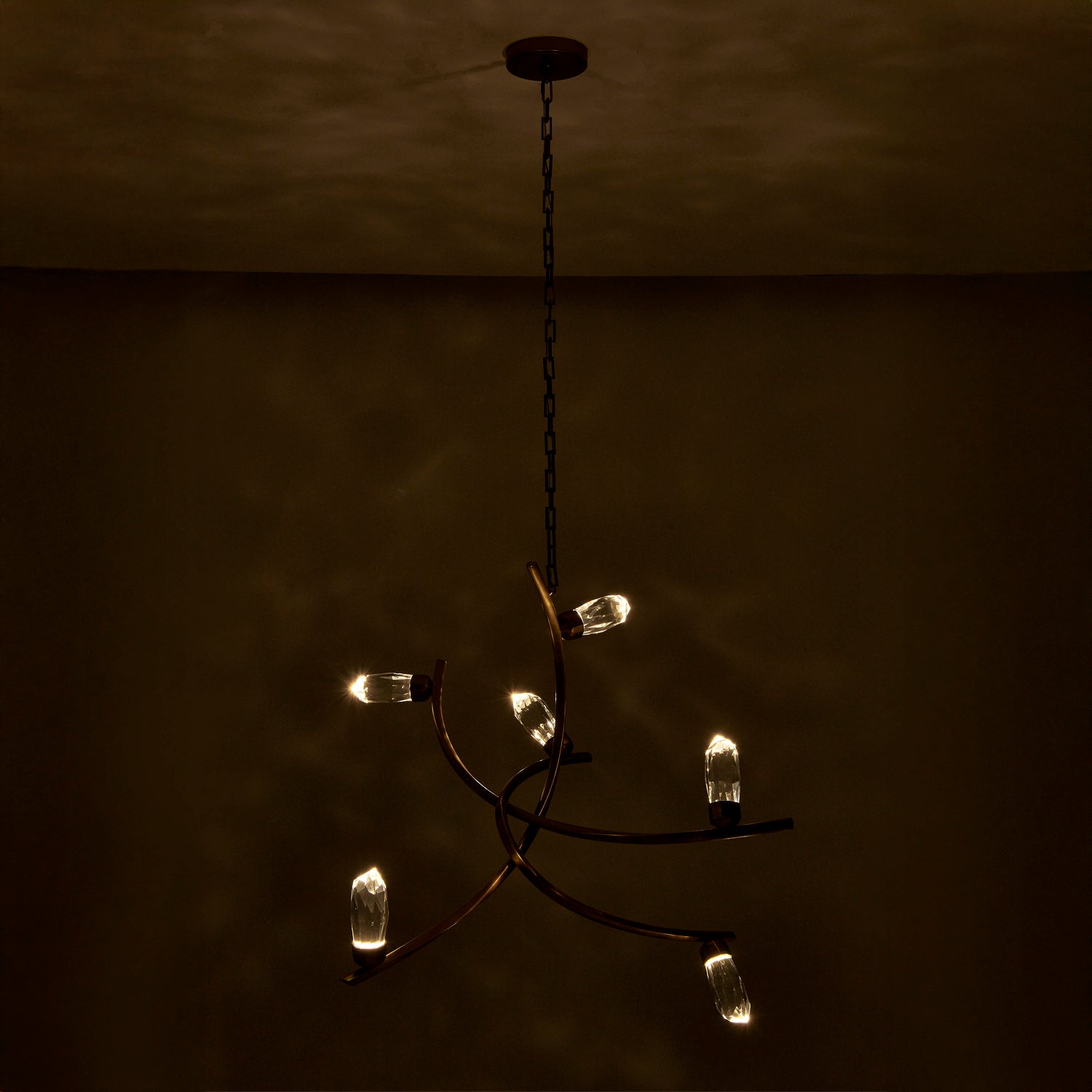 36'' Bilancia 6 Light True Brass Chandelier