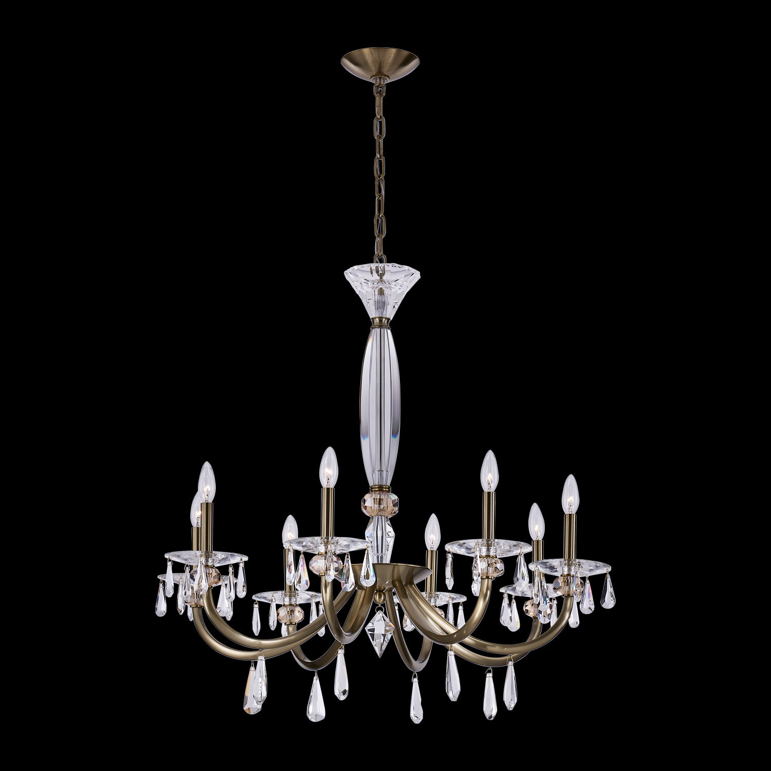 33'' Passo 8 Light Brushed Brass Chandelier