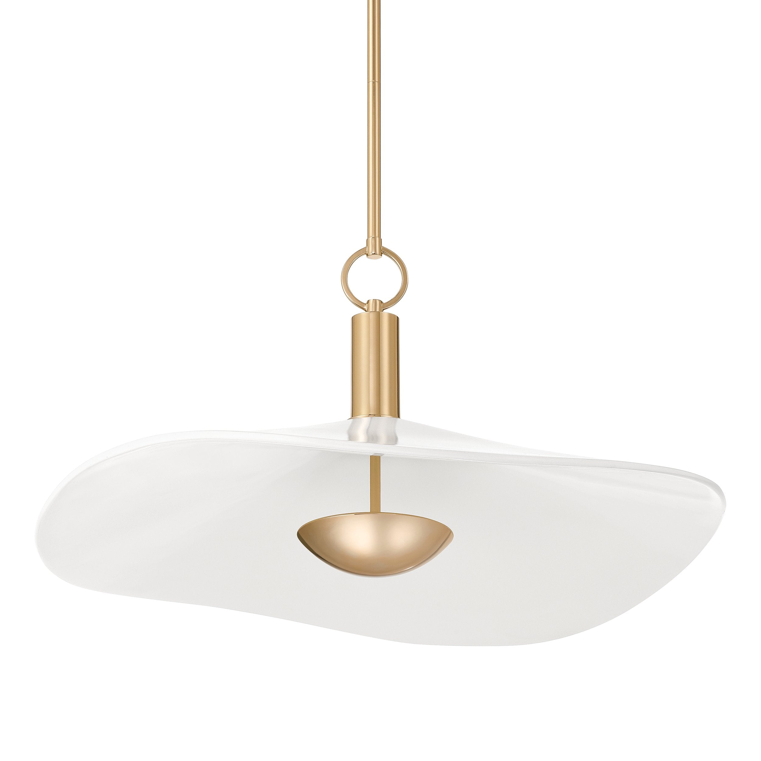 Novella 24-inch Polished Gold LED Convertible Pendant with White Glazed Ceramic Shade