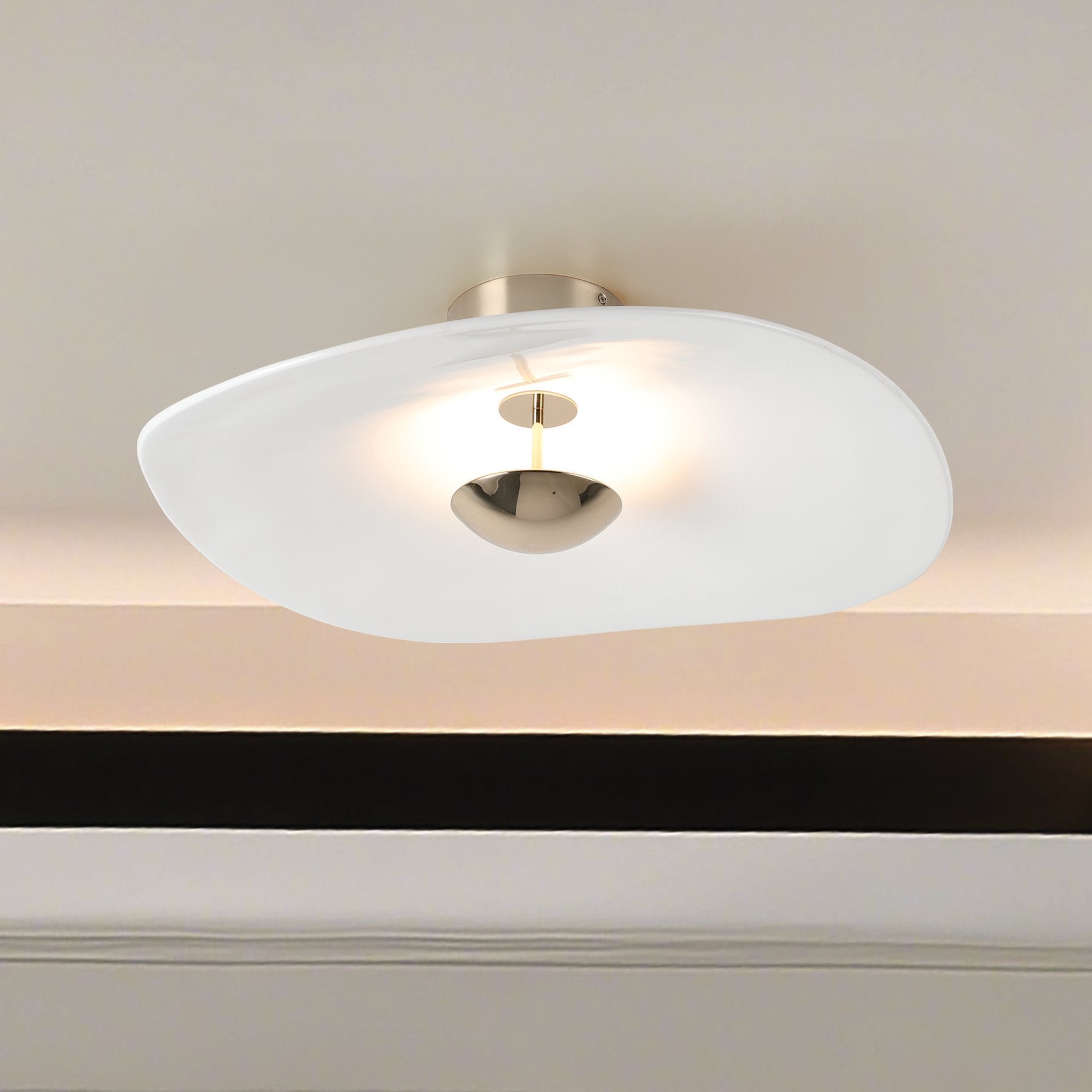 Novella 24-inch Polished Gold LED Convertible Pendant with White Glazed Ceramic Shade