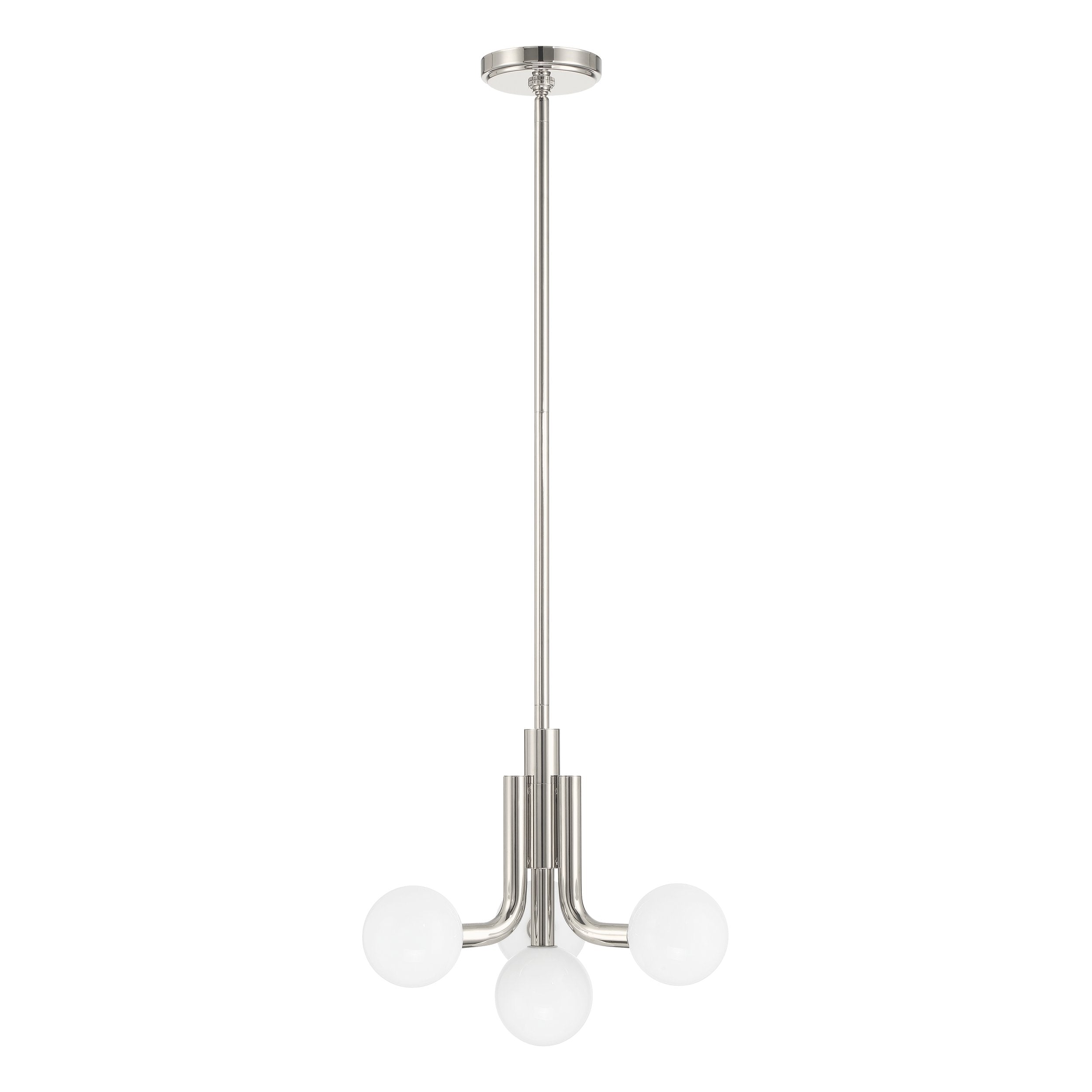 Stockholm 16-inch 4-light Polished Nickel Convertible Pendant with Opal Glass Shades