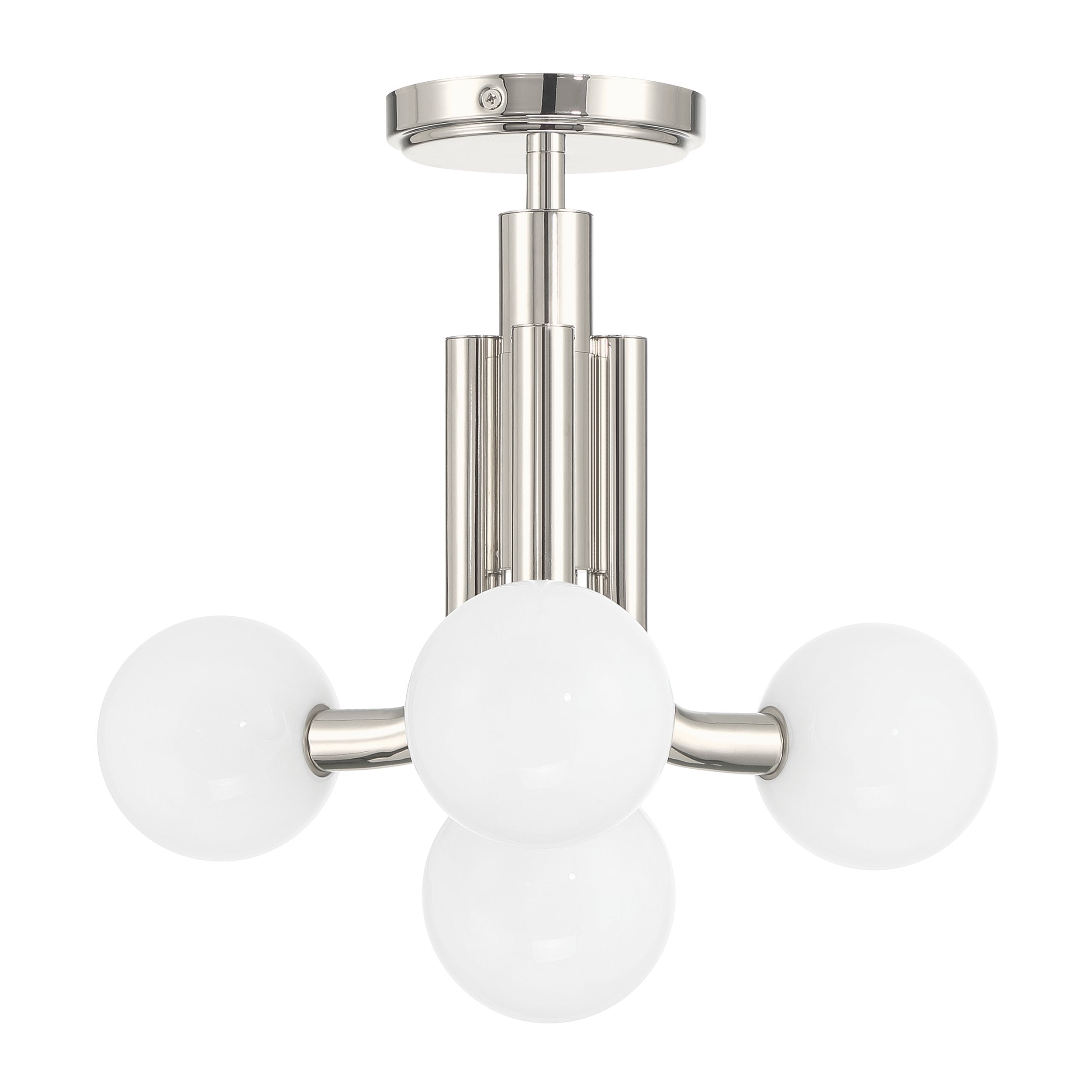 Stockholm 16-inch 4-light Polished Nickel Convertible Pendant with Opal Glass Shades