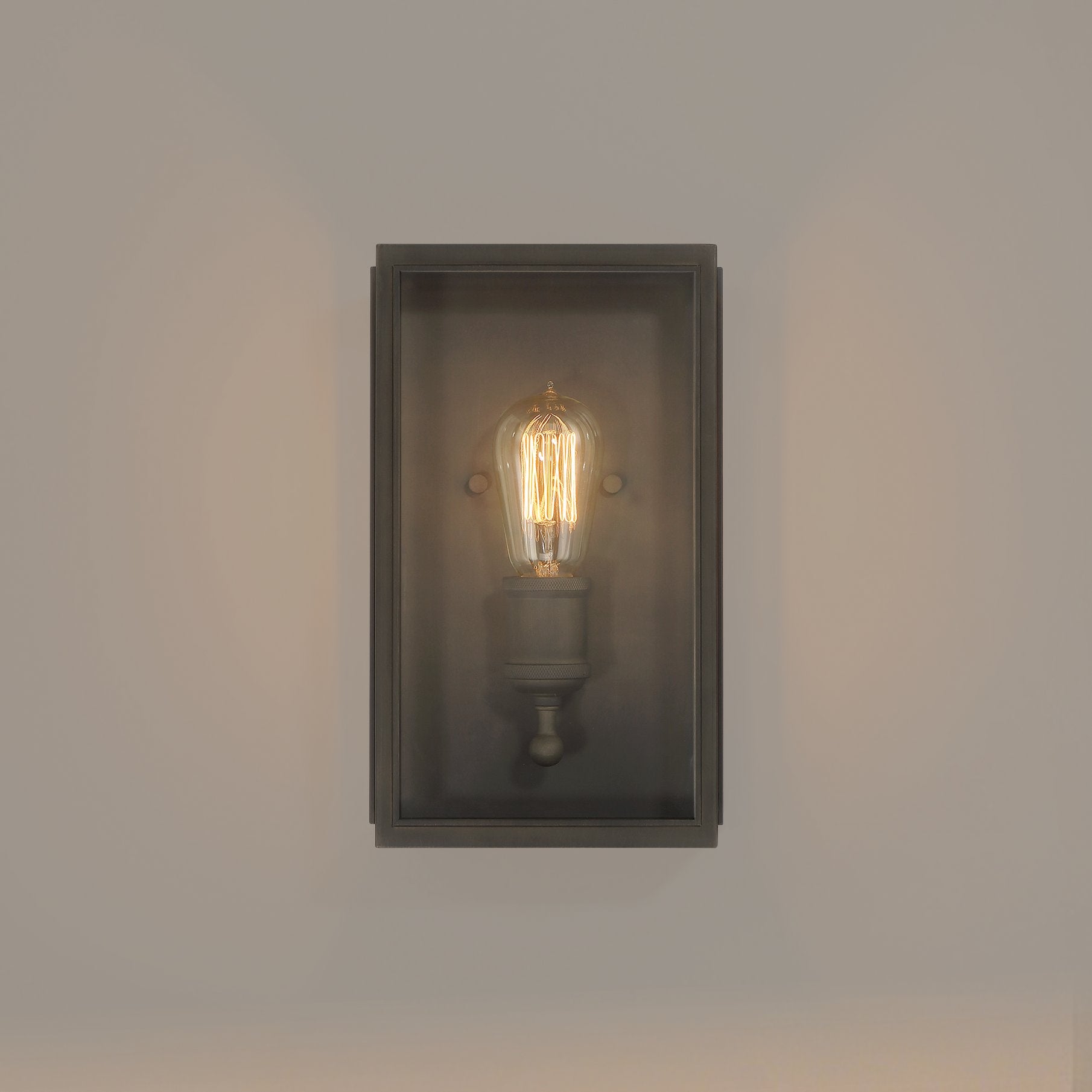 Hollis 12-inch 1-light Blackened Brass Exterior Wall Sconce with Clear Glass