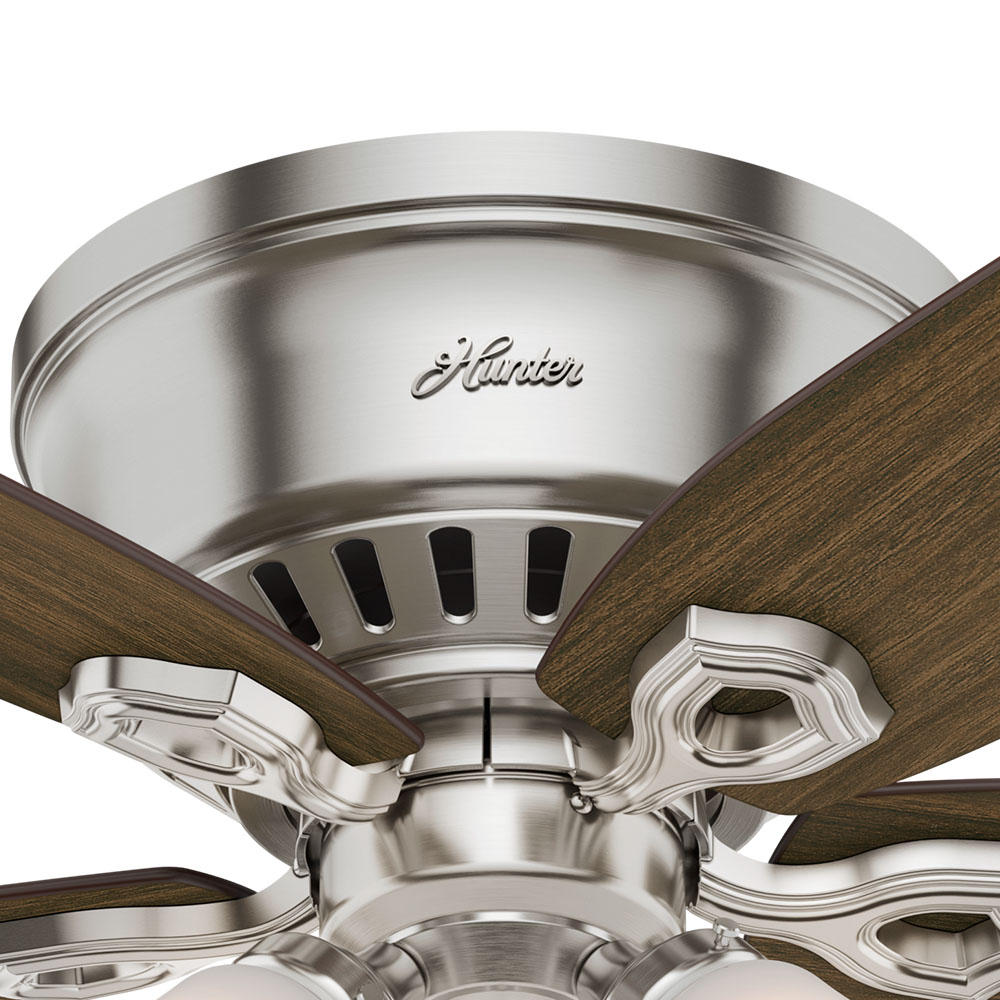 42 inch Builder Brushed Nickel Low Profile Ceiling Fan with LED Light Kit and Pull Chain