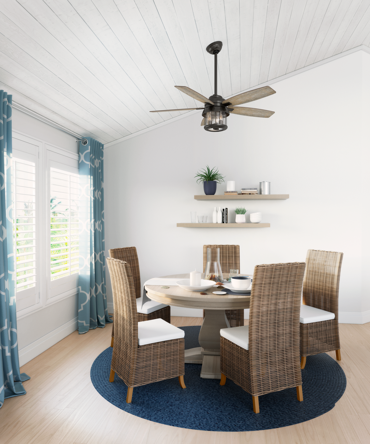 52 inch Coral Bay Noble Bronze Damp Rated Ceiling Fan with LED Light Kit and Handheld Remote