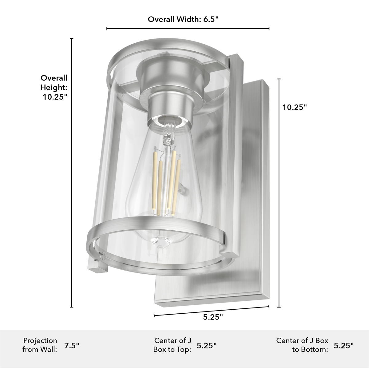 Astwood 10.25-inch 1-light Brushed Nickel Wall Sconce with Clear Glass