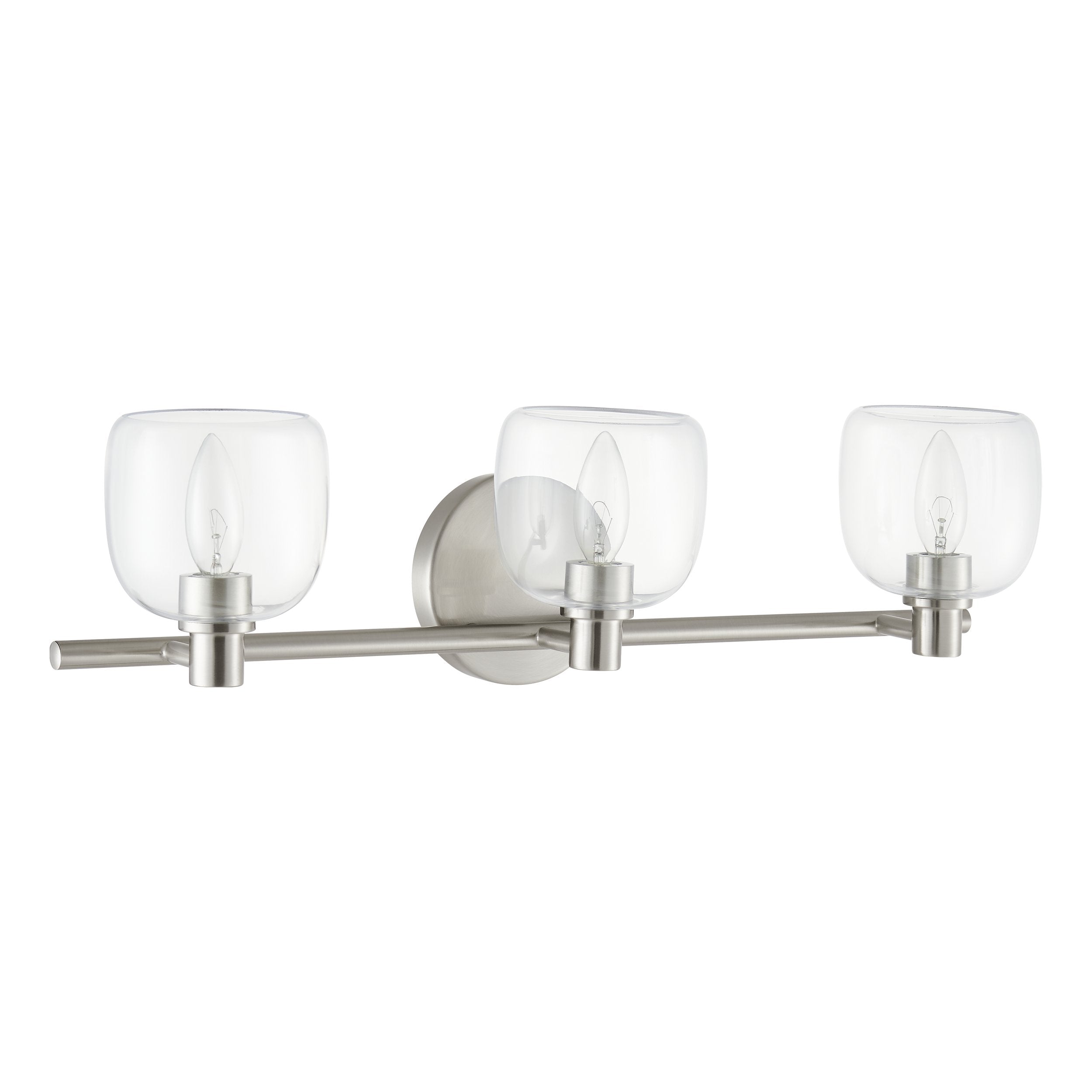 Valentina 24-inch 3-light Brushed Nickel Vanity Light with Clear Glass Shades