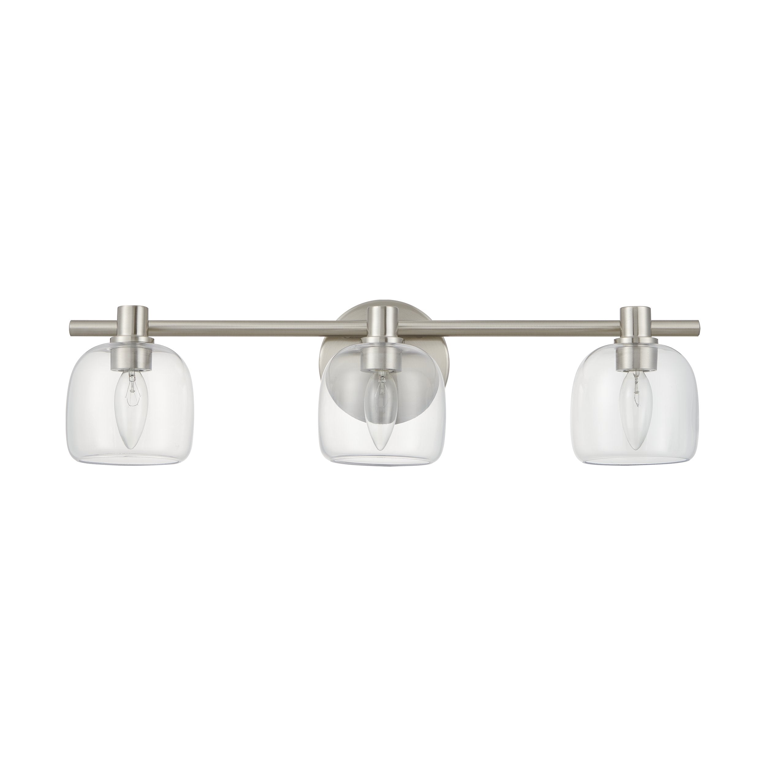 Valentina 24-inch 3-light Brushed Nickel Vanity Light with Clear Glass Shades