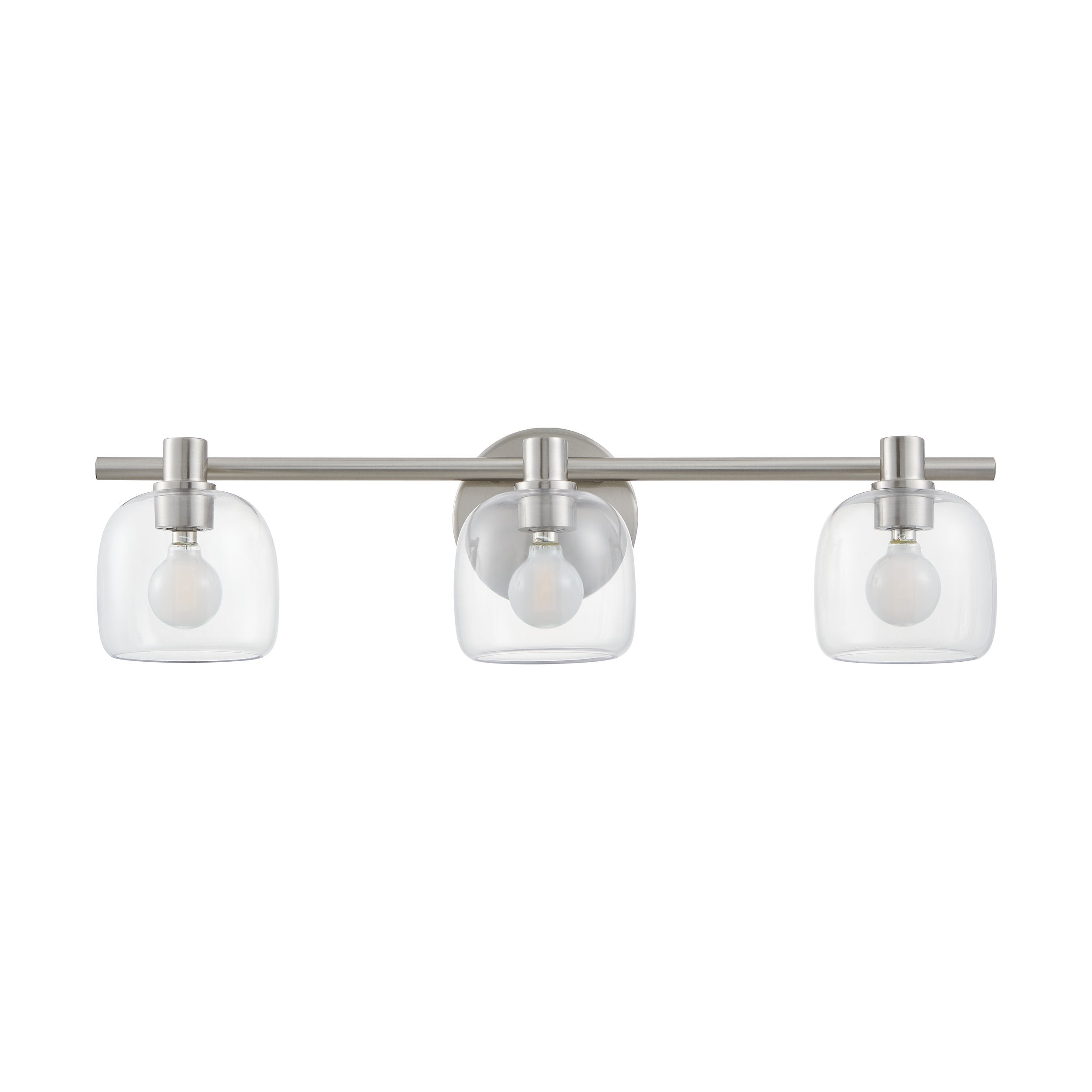 Valentina 24-inch 3-light Brushed Nickel Vanity Light with Clear Glass Shades