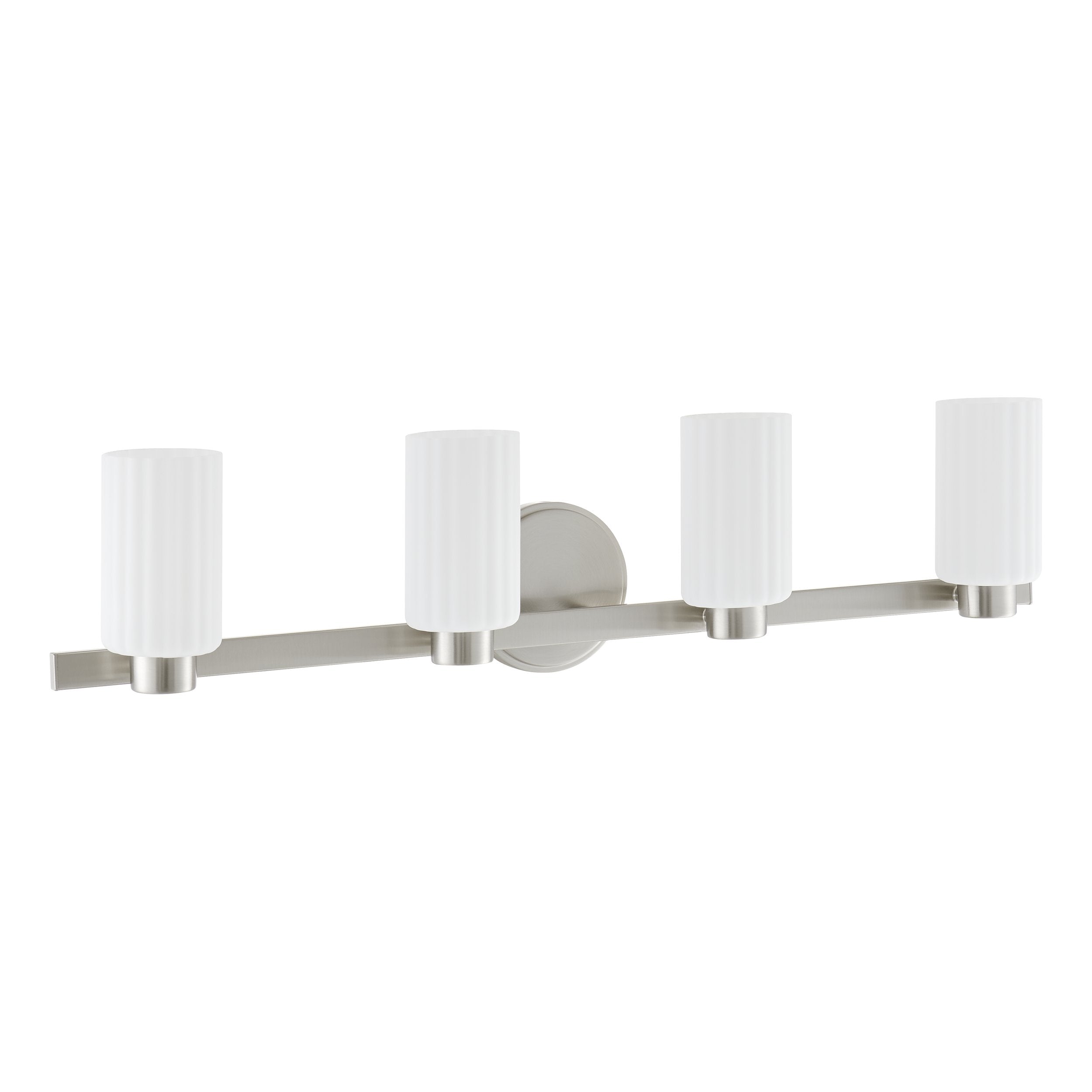 Bedminster 30-inch 4-light Brushed Nickel Vanity Light with Etched Opal Ribbed Glass Shades