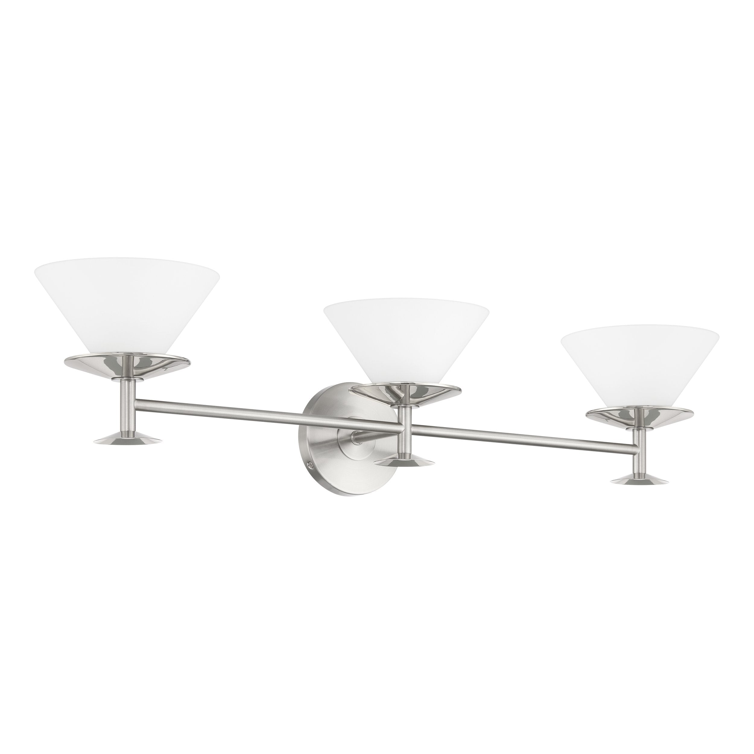 Tremolo 33-inch 3-light Brushed Nickel and Polished Nickel Vanity Light with Etched Opal Glass