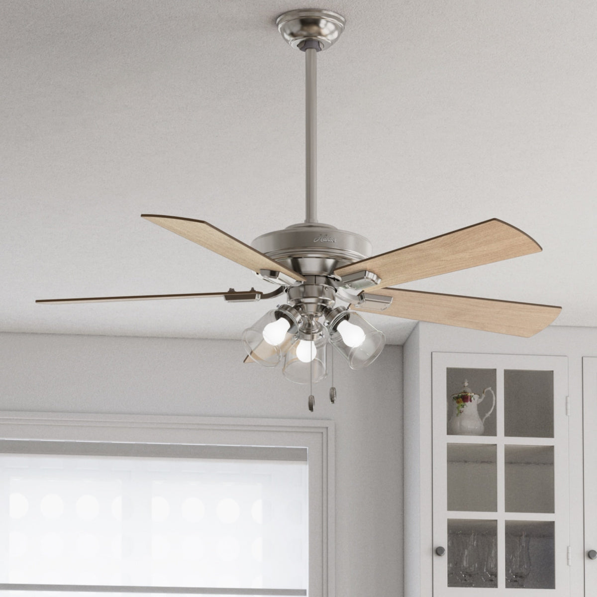52 inch Crestfield Brushed Nickel Ceiling Fan with LED Light Kit and Pull Chain