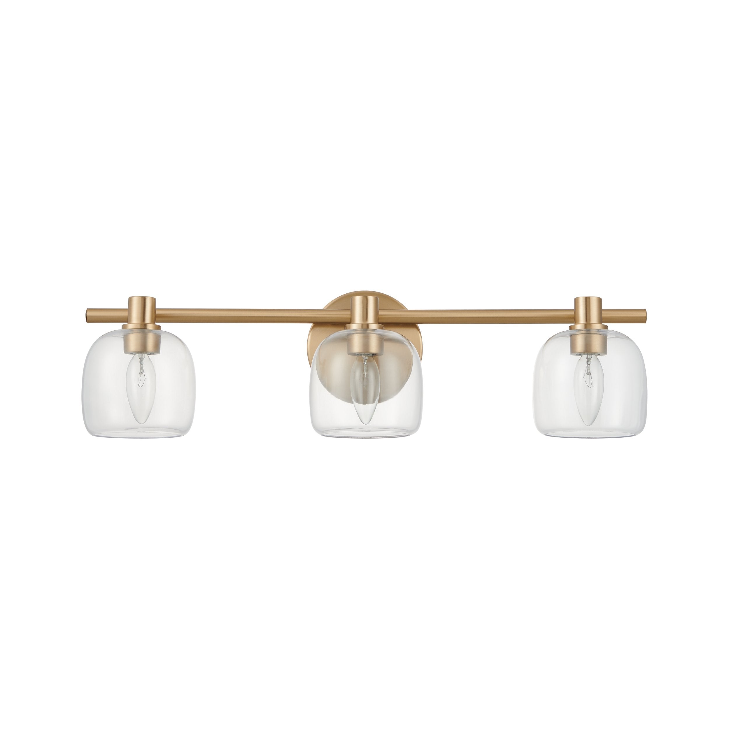 Valentina 24-inch 3-light Champagne Gold Vanity Light with Clear Glass Shades