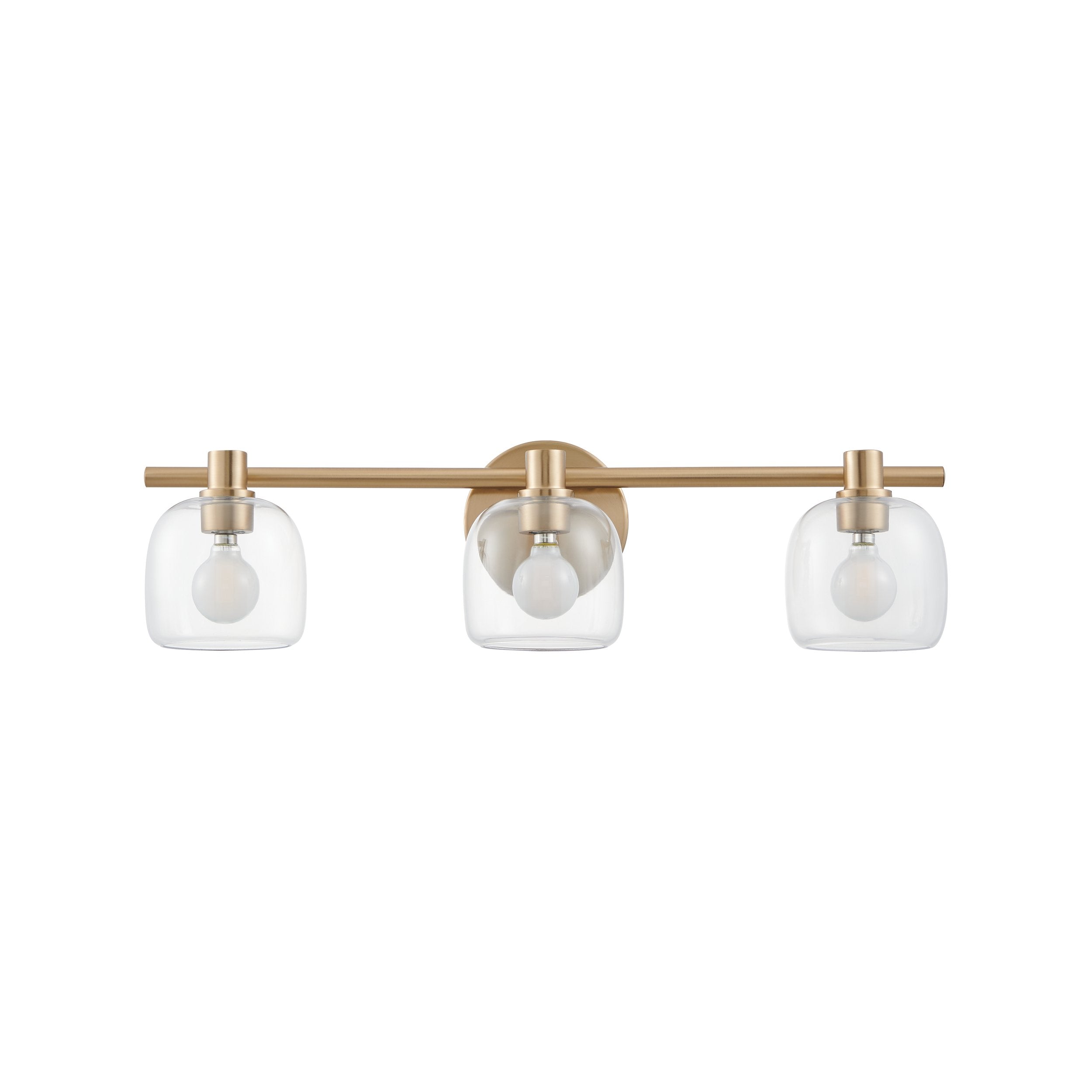 Valentina 24-inch 3-light Champagne Gold Vanity Light with Clear Glass Shades