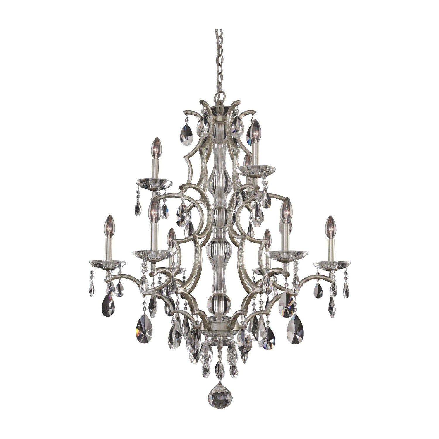 137'' Shorecrest 9 Light Sliver Dollar Tiered Chandelier