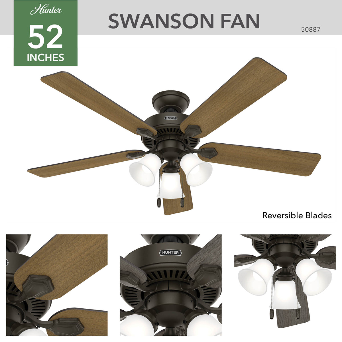 52 inch Swanson New Bronze Ceiling Fan with LED Light Kit