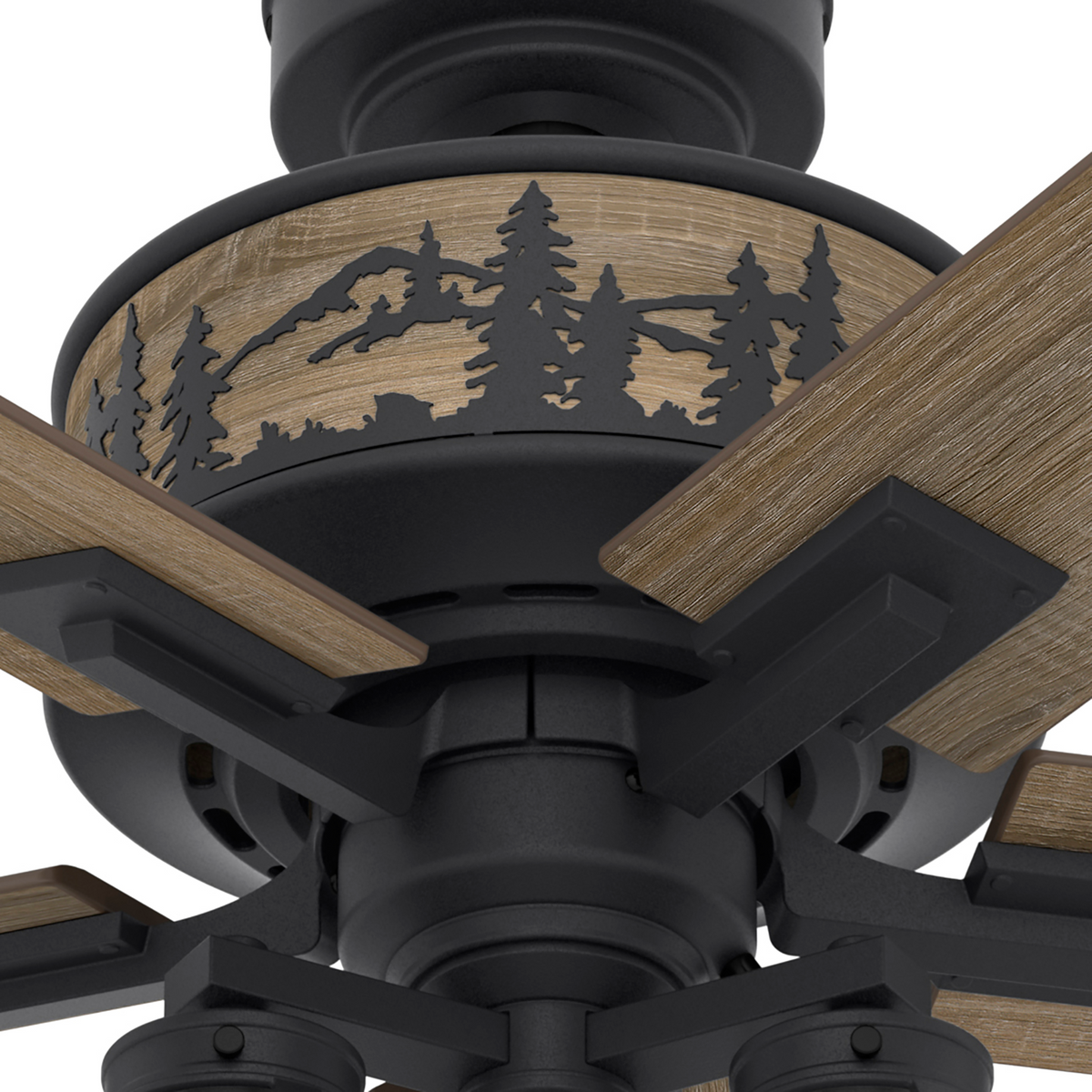 52 inch Vista Natural Black Iron Ceiling Fan with LED Light Kit and Pull Chain
