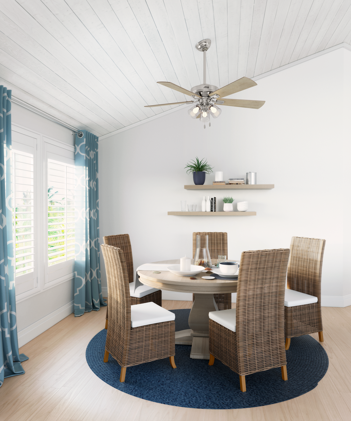 52 inch Crestfield Brushed Nickel Ceiling Fan with LED Light Kit and Pull Chain
