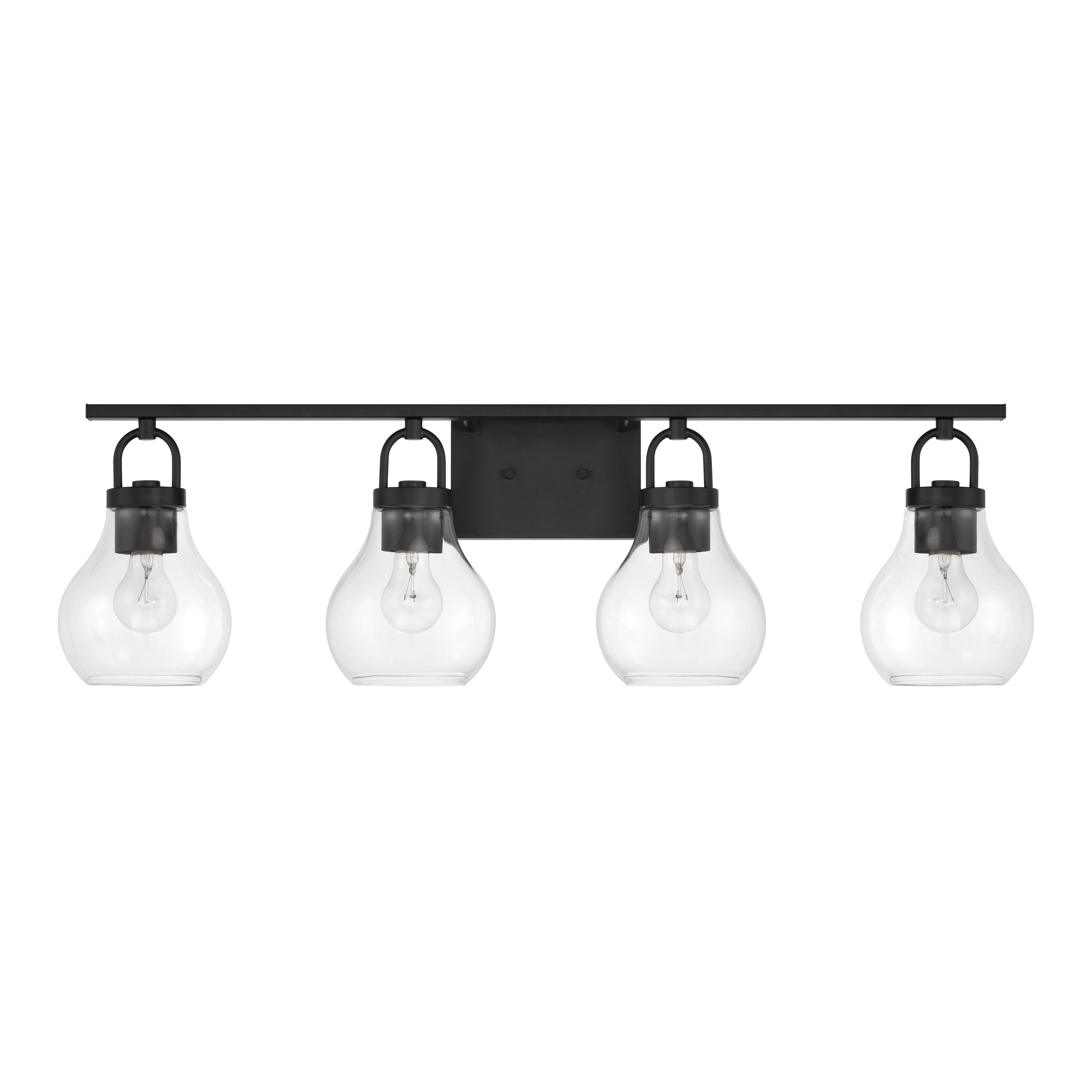 Mansfield 34-inch 4-light Matte Black Vanity Light with Clear Glass Shades