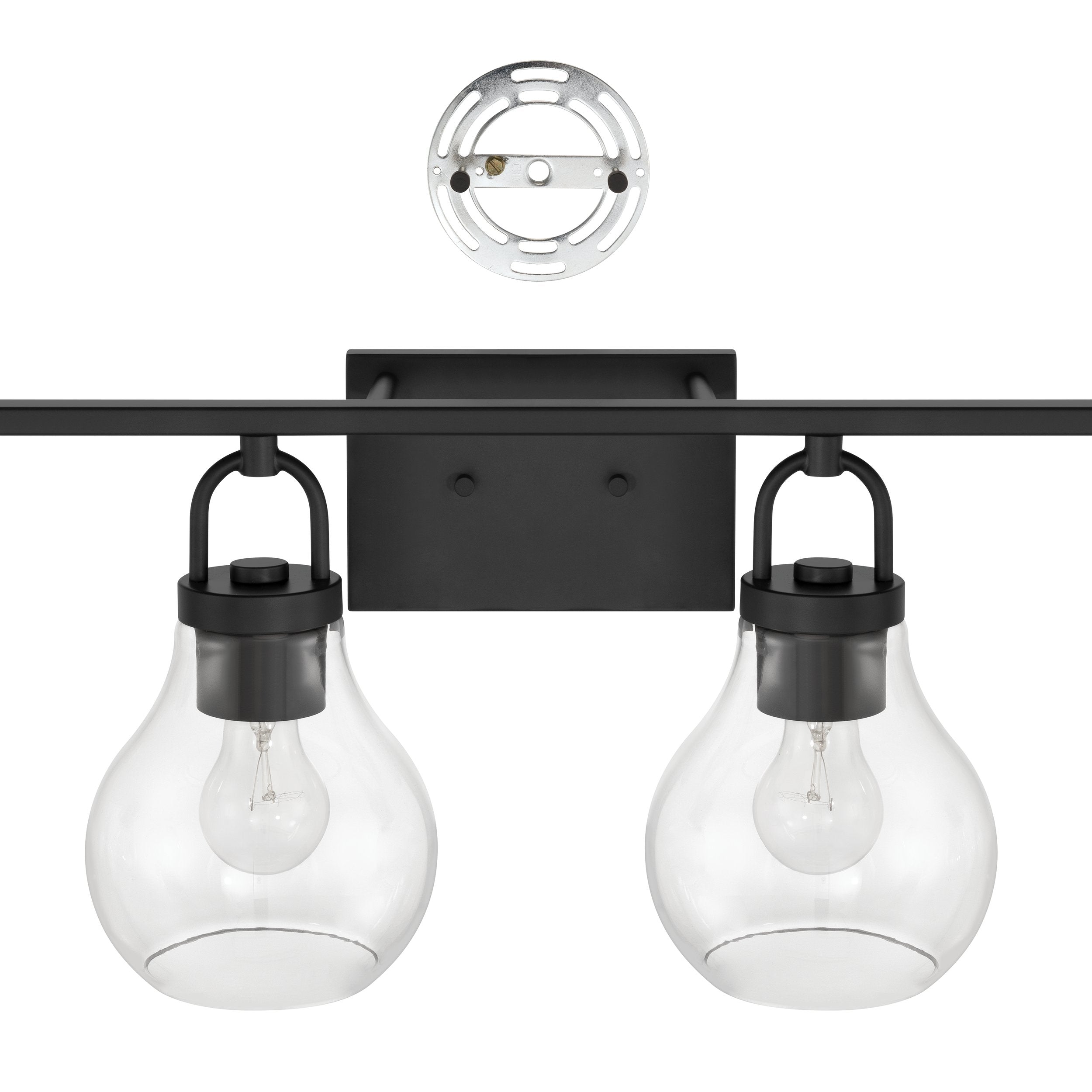 Mansfield 34-inch 4-light Matte Black Vanity Light with Clear Glass Shades