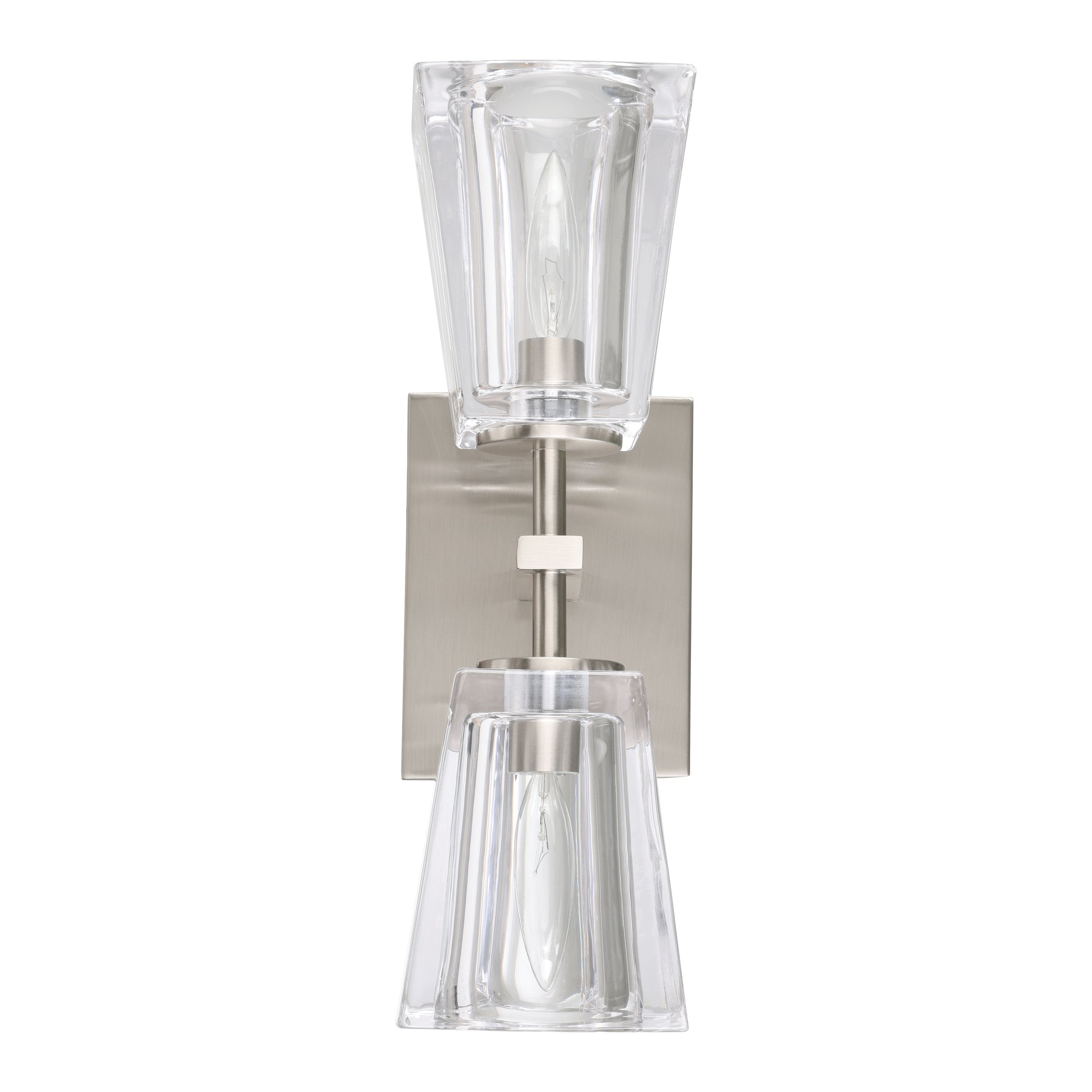 Valentin 13-inch 2-light Brushed Nickel Vanity Light with Clear Pressed Glass Shades