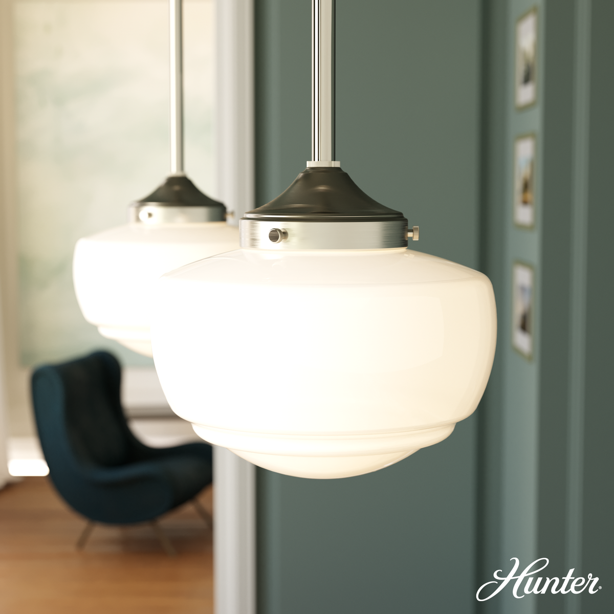 Saddle Creek 7.5-inch 1-light Brushed Nickel Schoolhouse Pendant with Cased White Glass