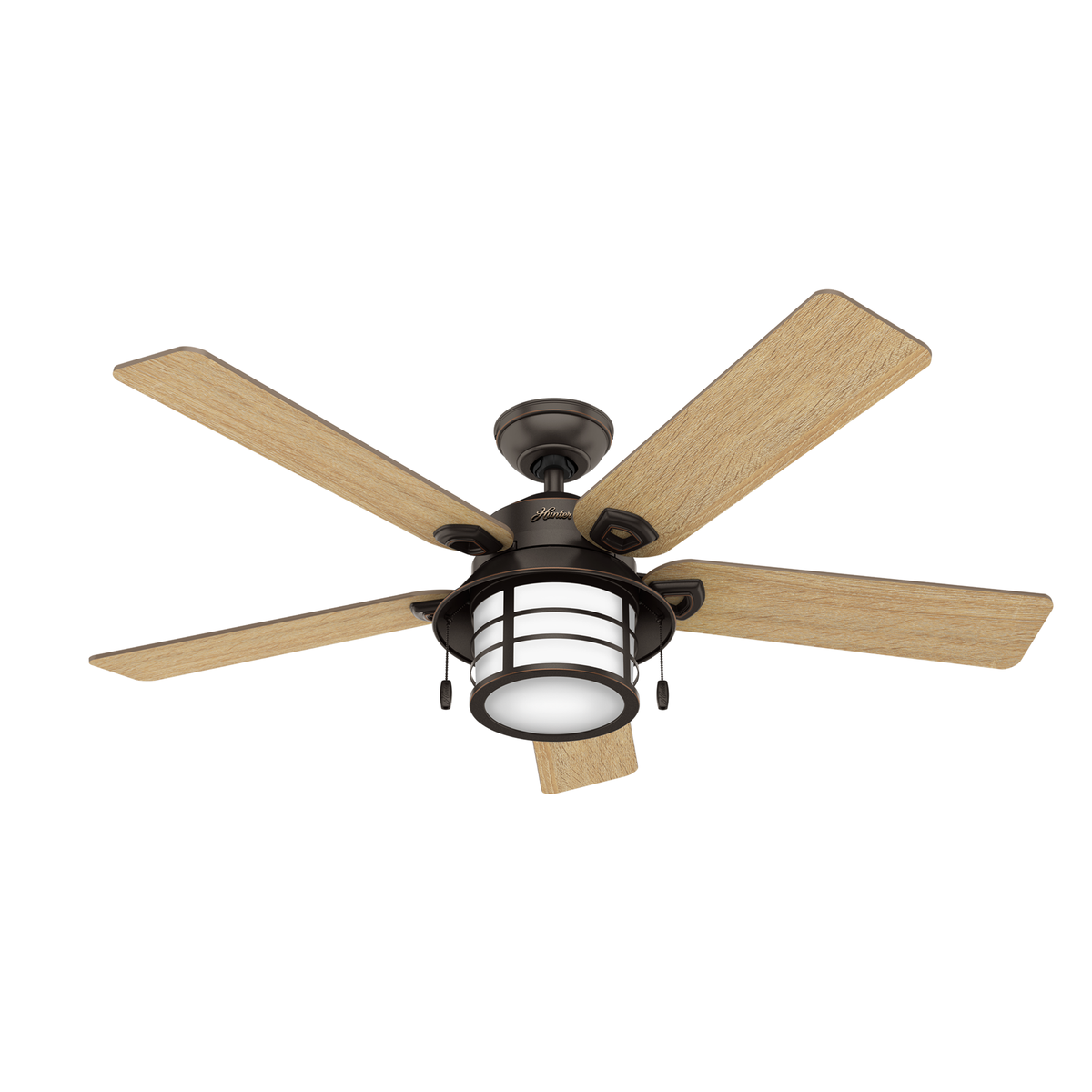 54 inch Key Biscayne Onyx Bengal Damp Rated Ceiling Fan with LED Light Kit and Pull Chain