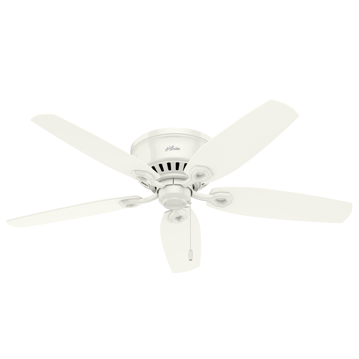 52 inch Builder Snow White Low Profile Ceiling Fan with LED Light Kit and Pull Chain