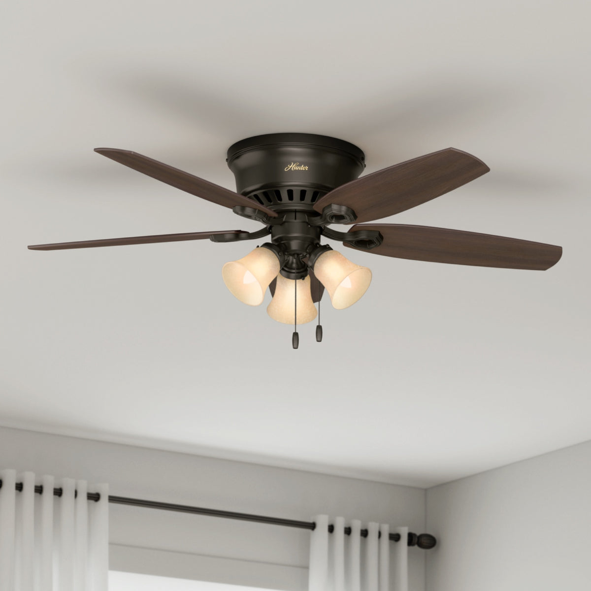 52 inch Builder New Bronze Low Profile Ceiling Fan with LED Light Kit and Pull Chain