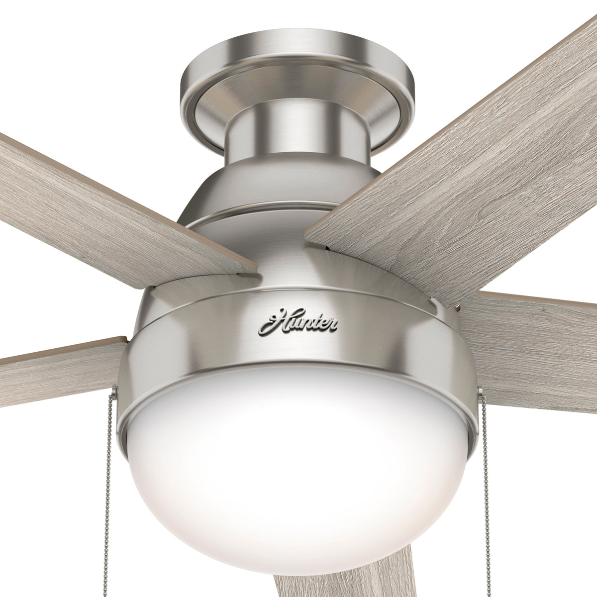 46 inch Anslee Brushed Nickel Low Profile Ceiling Fan with LED Light Kit and Pull Chain