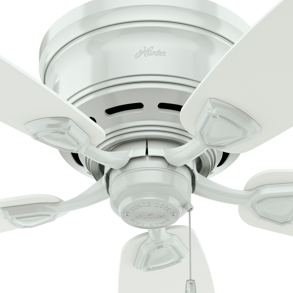 48 inch Sea Wind White Low Profile Damp Rated Ceiling Fan and Pull Chain