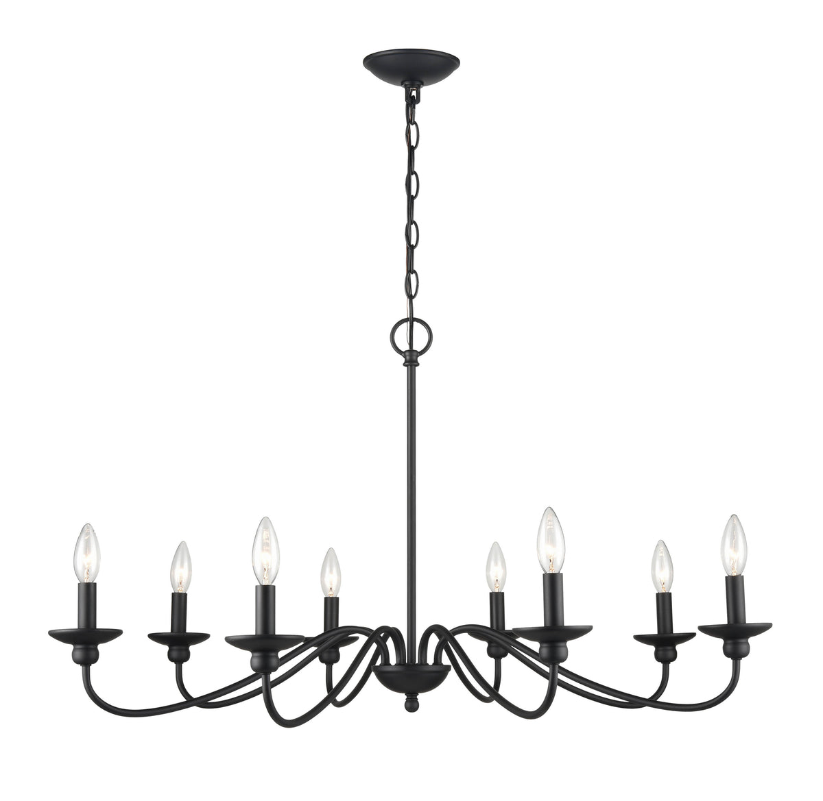 20.5'' Delvona Matte Black 8 Light Chandelier