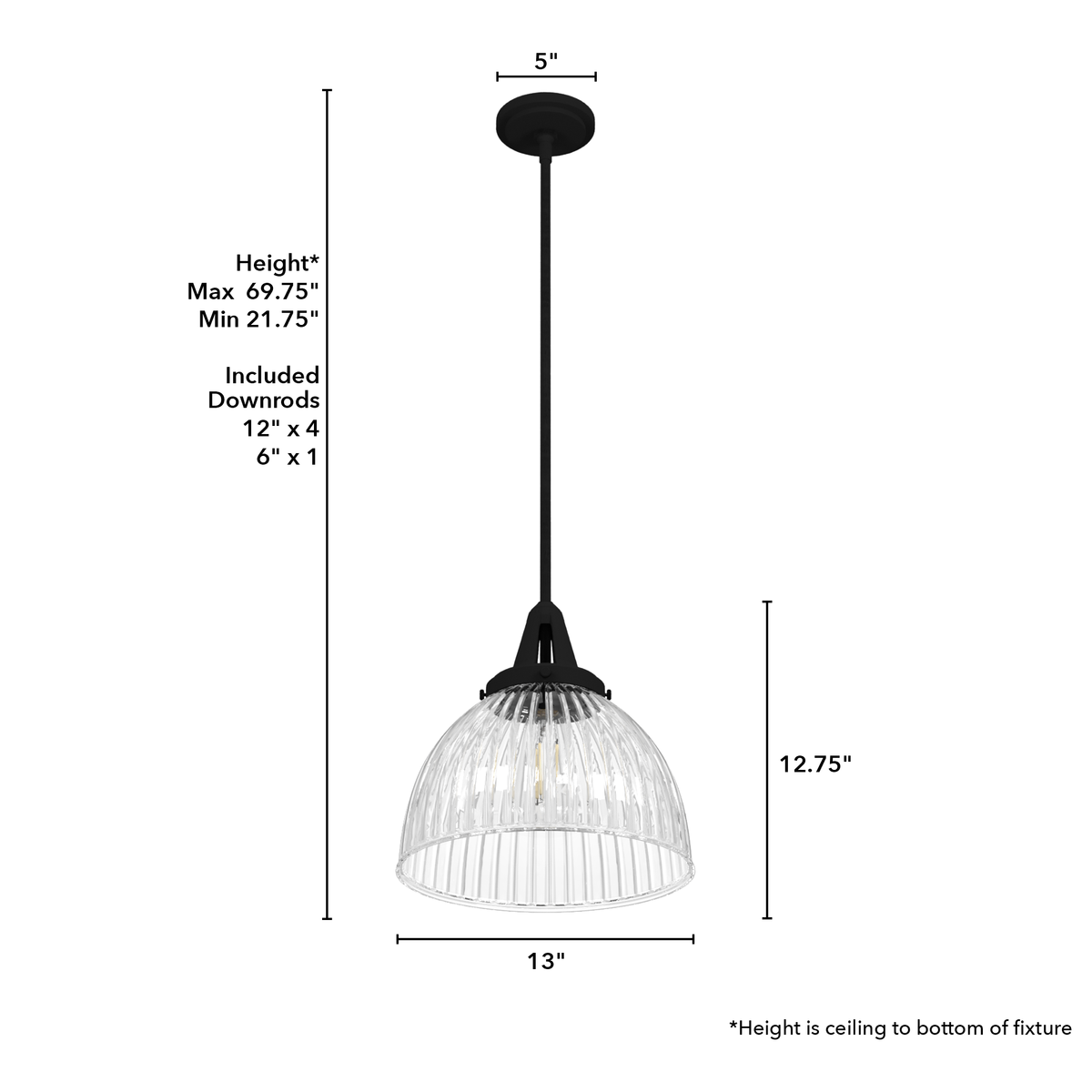 Cypress Grove 13-inch 1-light Natural Black Iron Industrial Pendant with Clear Holophane Glass