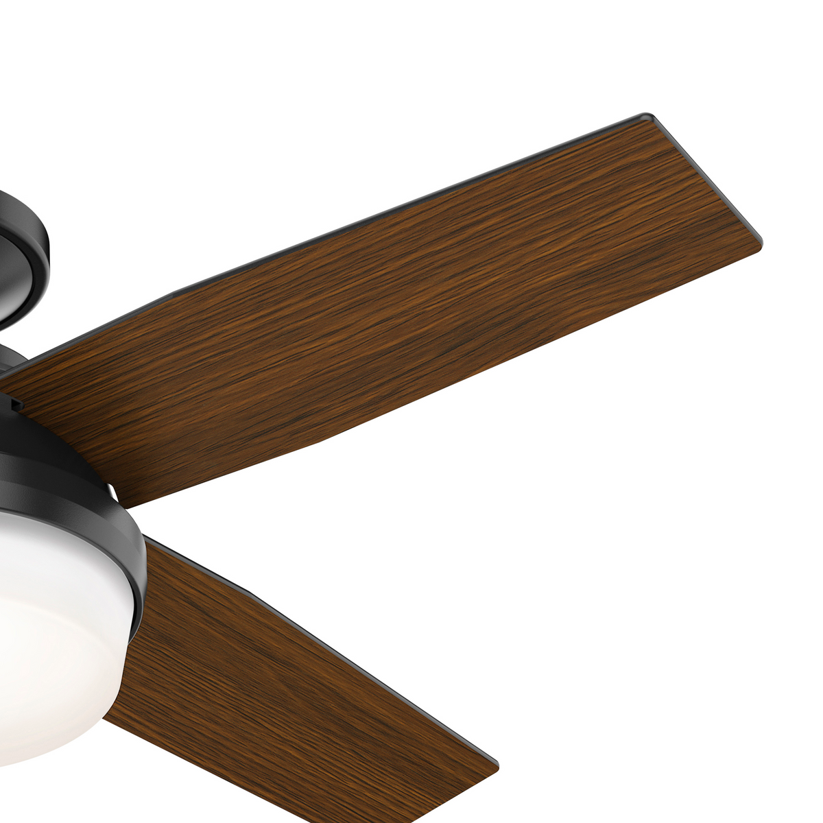 44 inch Dempsey Matte Black Low Profile Damp Rated Ceiling Fan with LED Light Kit and Handheld Remote
