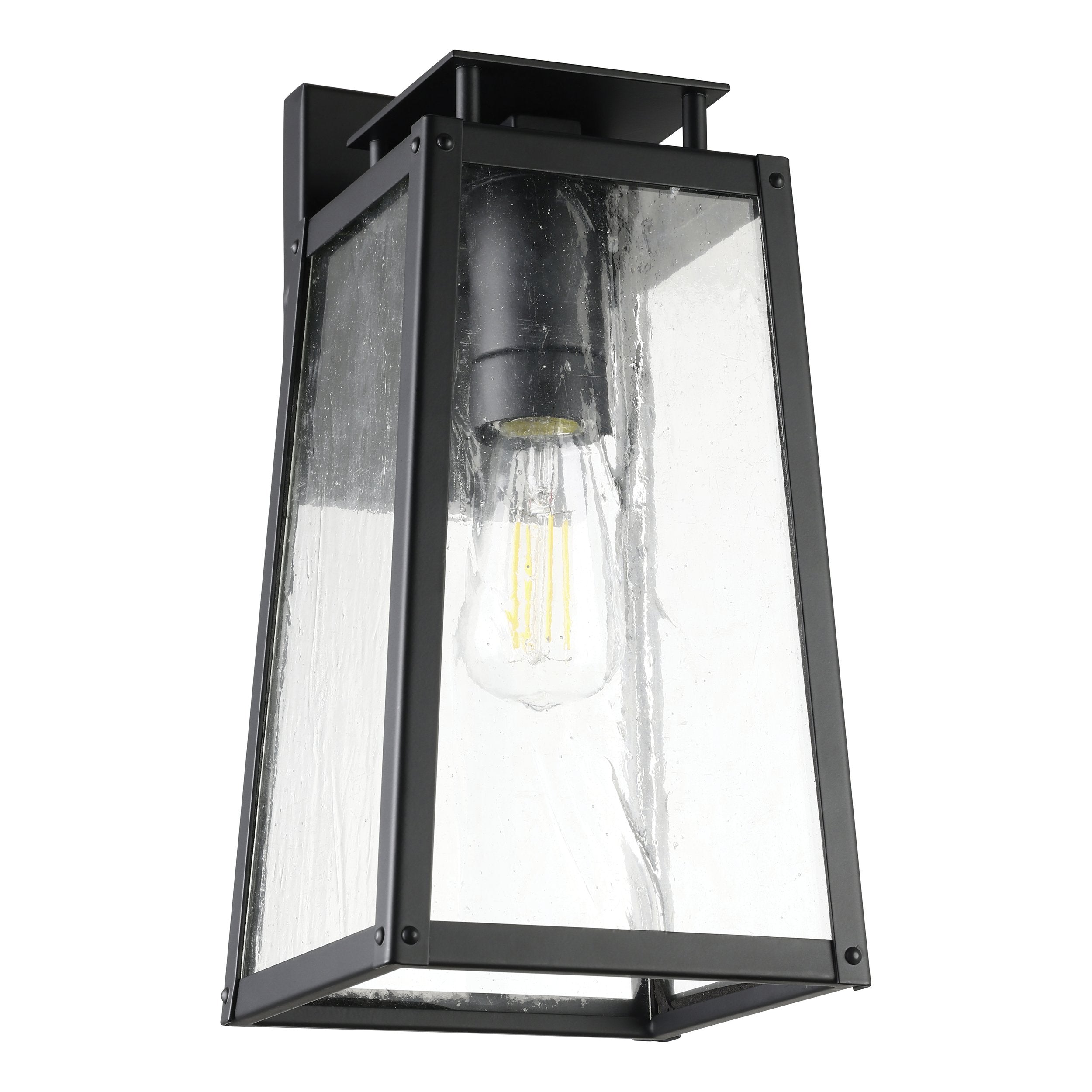 Salford 13-inch 1-light Matte Black Exterior Wall Sconce with Clear Antique Glass