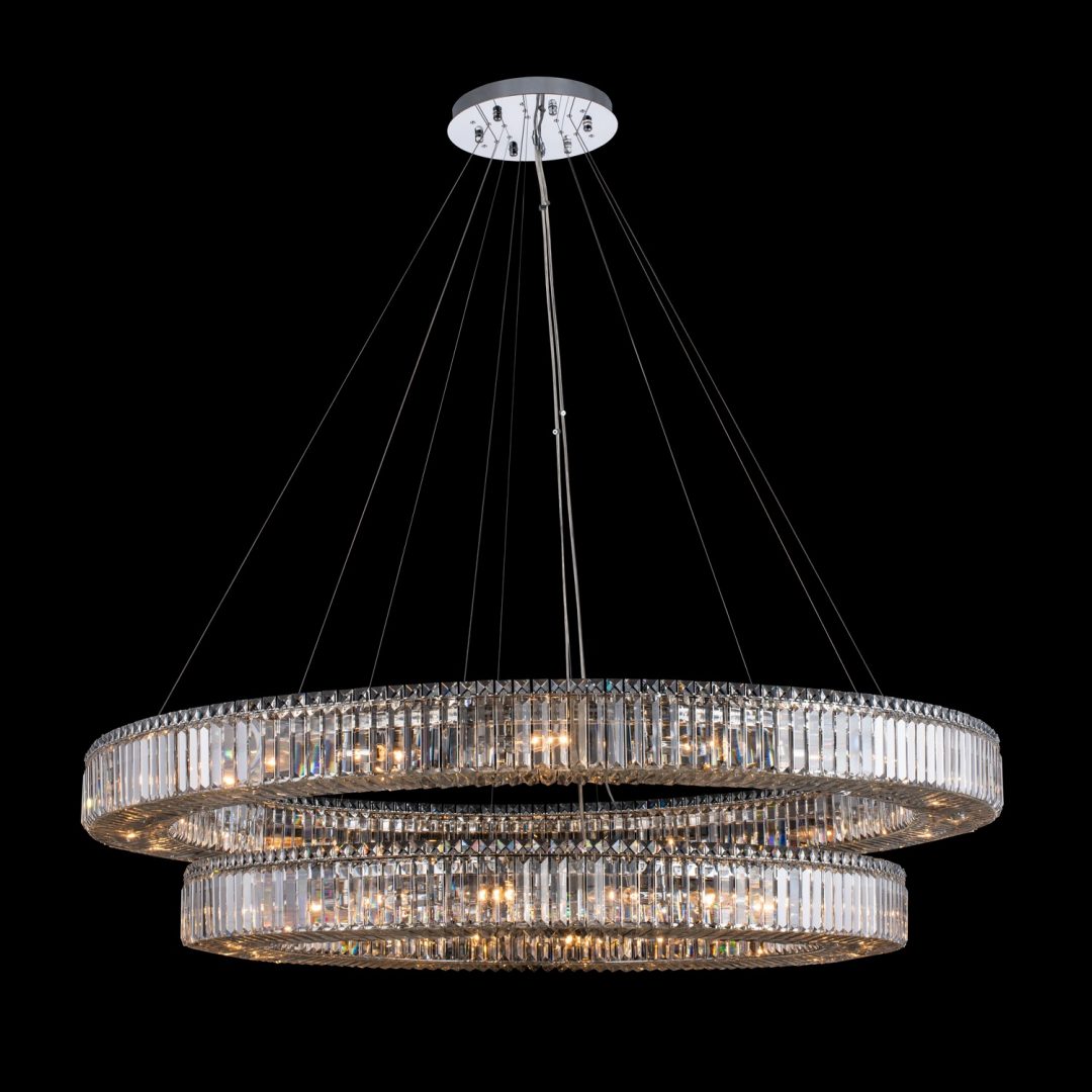 10'' Rondelle 36 Light Chrome Tiered Chandelier