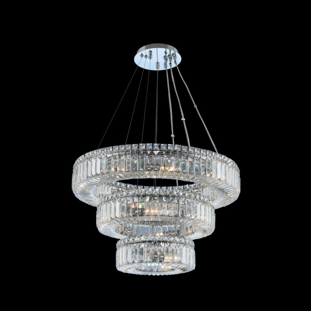 30'' Rondelle 18 Light Chrome Tiered Chandelier
