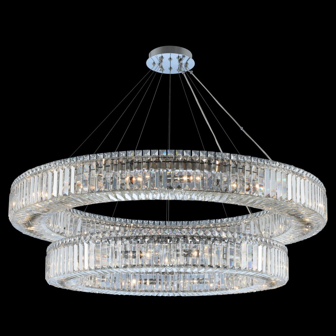 30'' Rondelle 30 Light Chrome Tiered Chandelier
