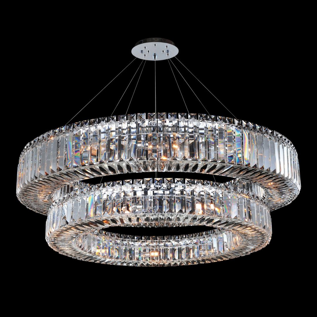 26'' Rondelle 21 Light Chrome Tiered Chandelier