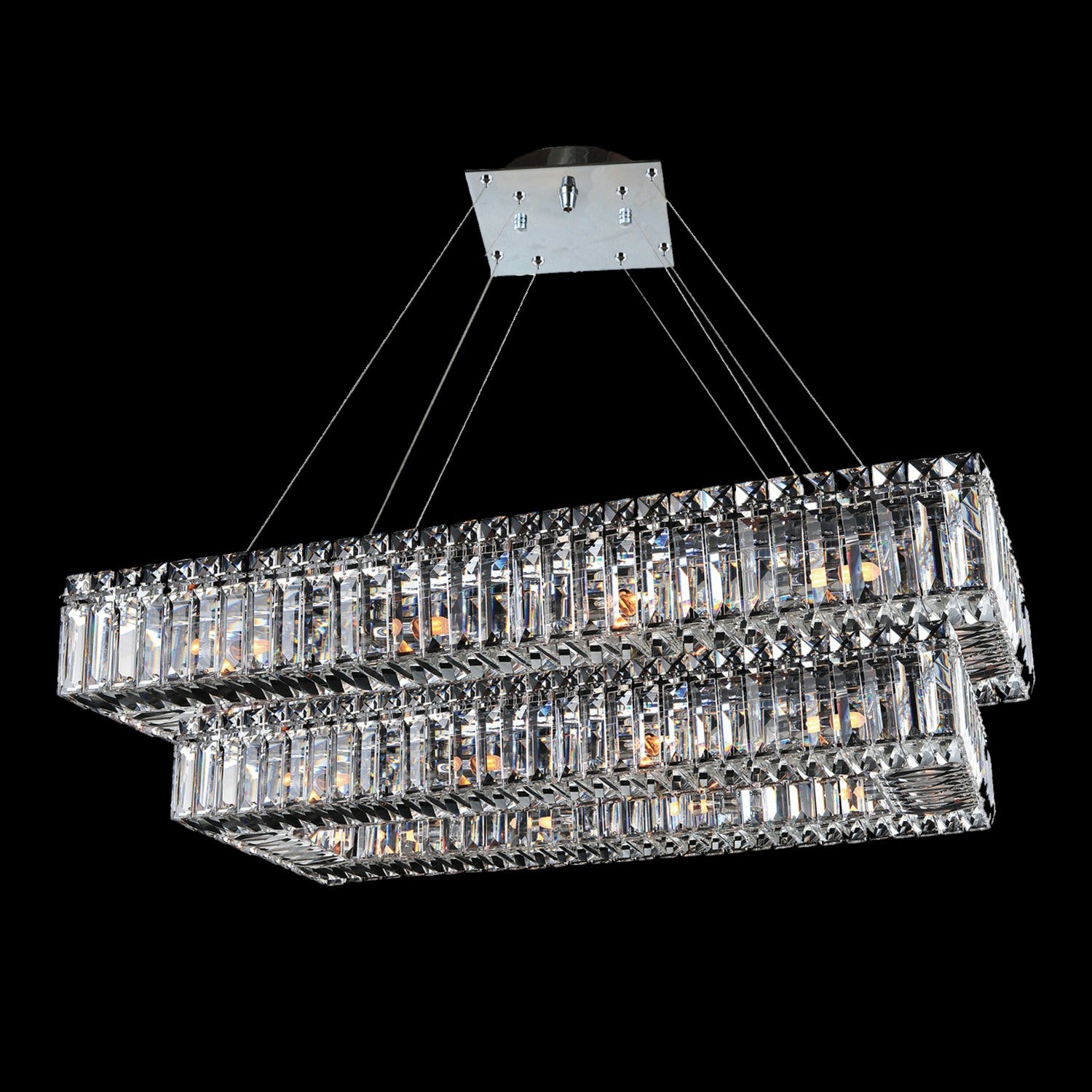 16'' Baguette 26 Light Chrome Tiered Chandelier