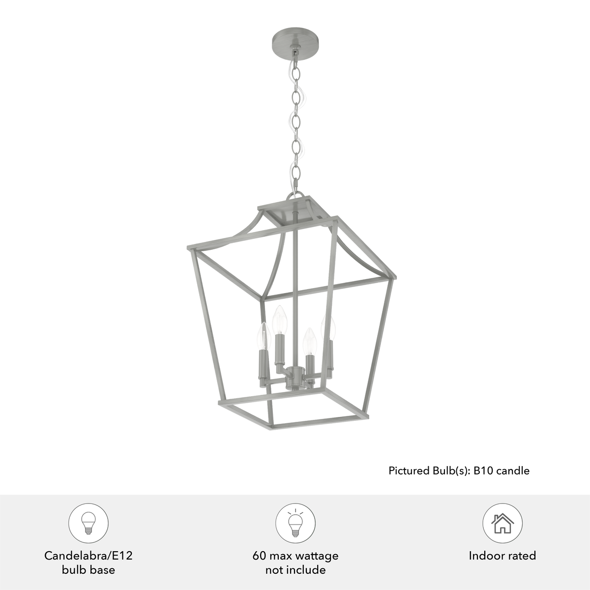 Laurel Ridge 15-inch 4-light Brushed Nickel Lantern Pendant