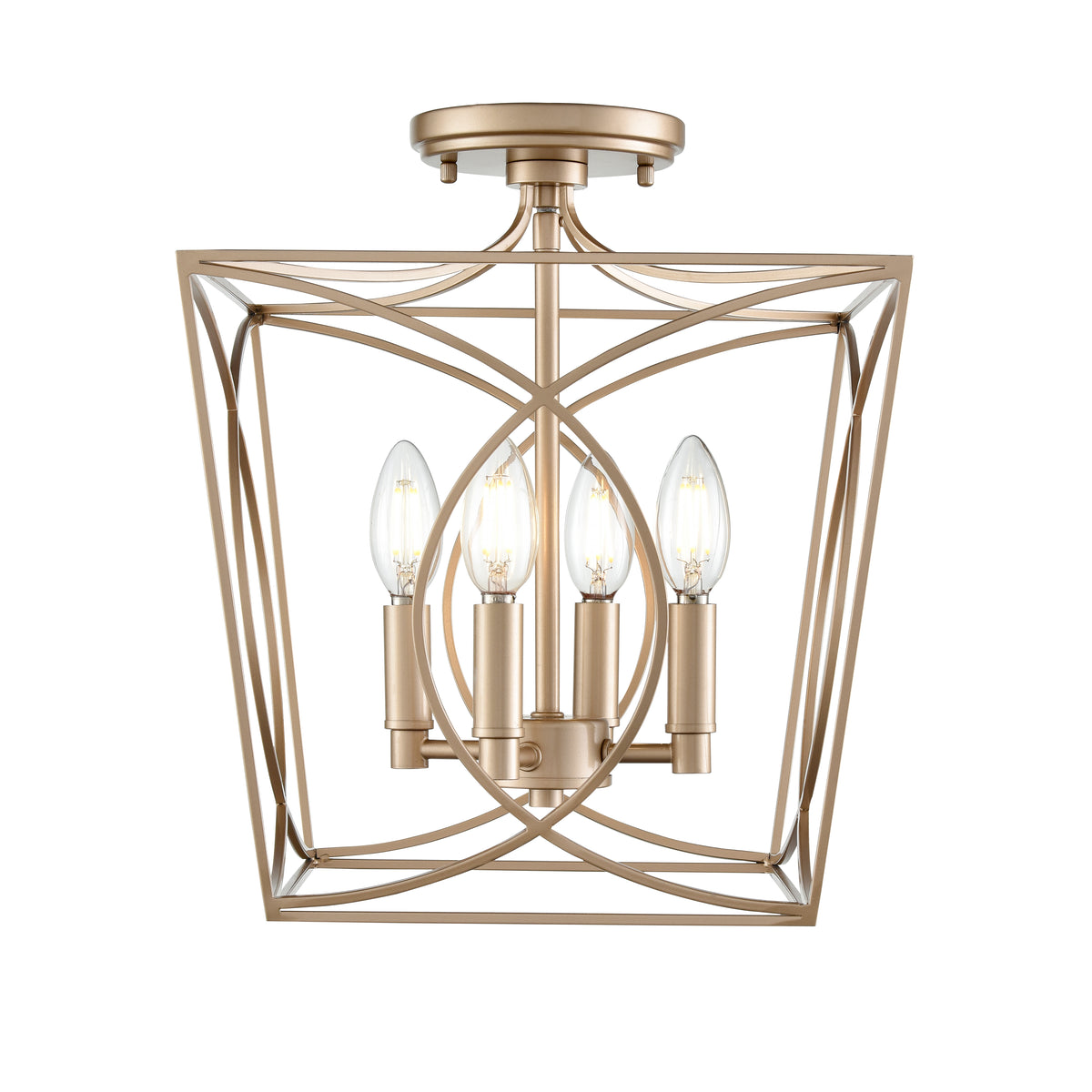14'' Tracy Painted Modern Gold 4 Light Semi-Flush Mount