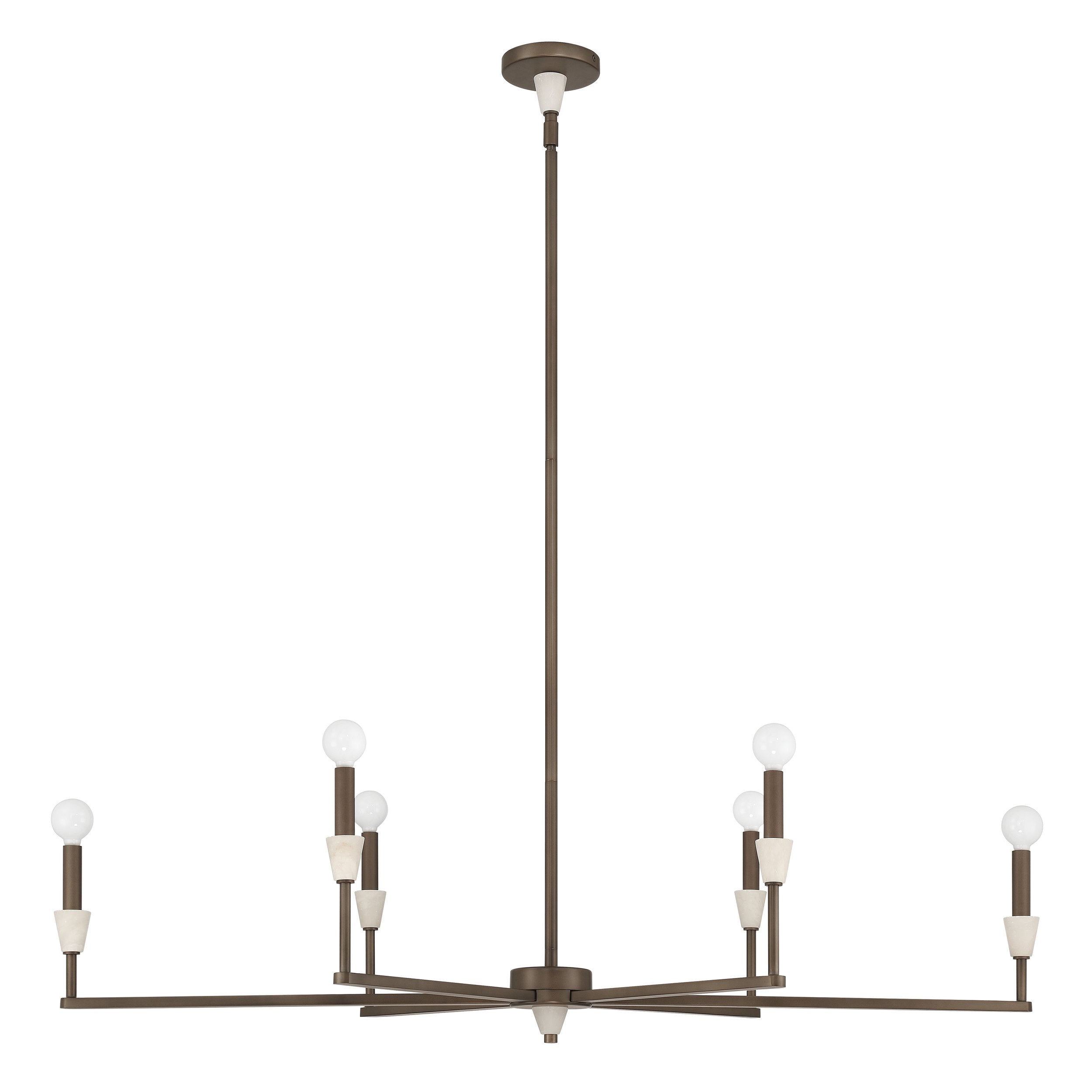 Montclair 46-inch 6-light Forged Bronze and Natural Alabaster Linear Chandelier