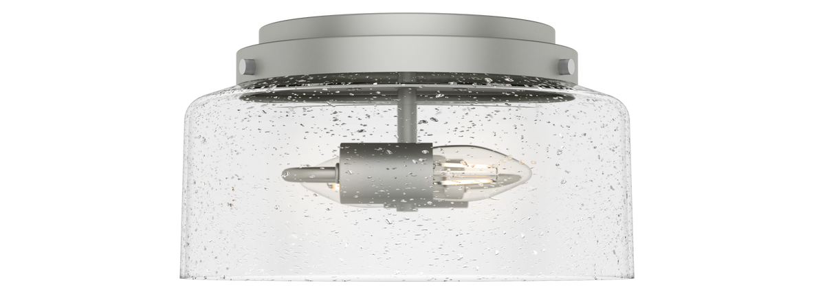 Hartland 11.5-inch 2-light Matte Silver Flush Mount Ceiling Light with Seeded Glass