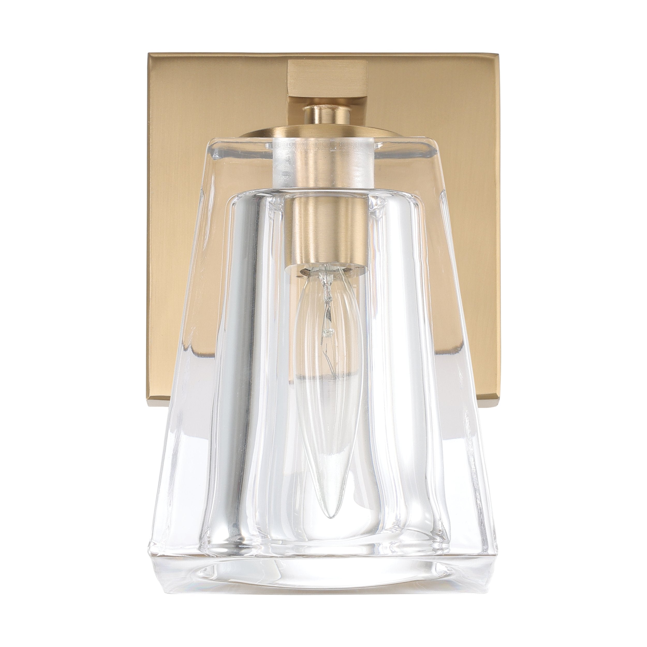 Valentin 4-inch 1-light Champagne Gold Vanity Light with Clear Pressed Glass Shade