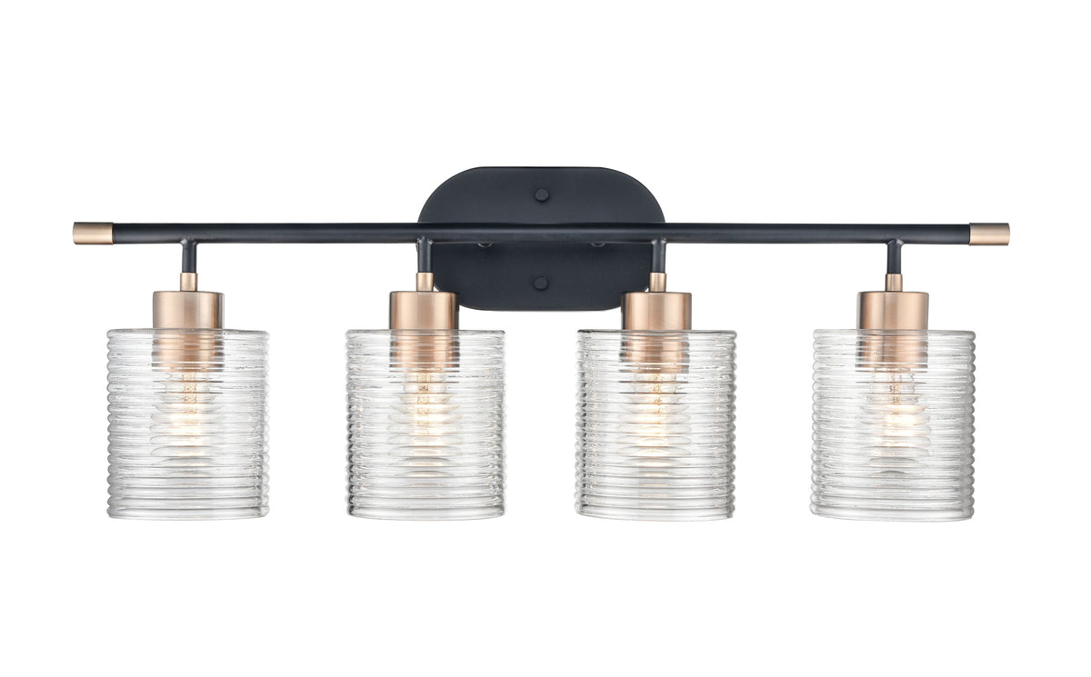 28.25'' Renitta Matte Black/Modern Gold 4 Light Bath Vanity